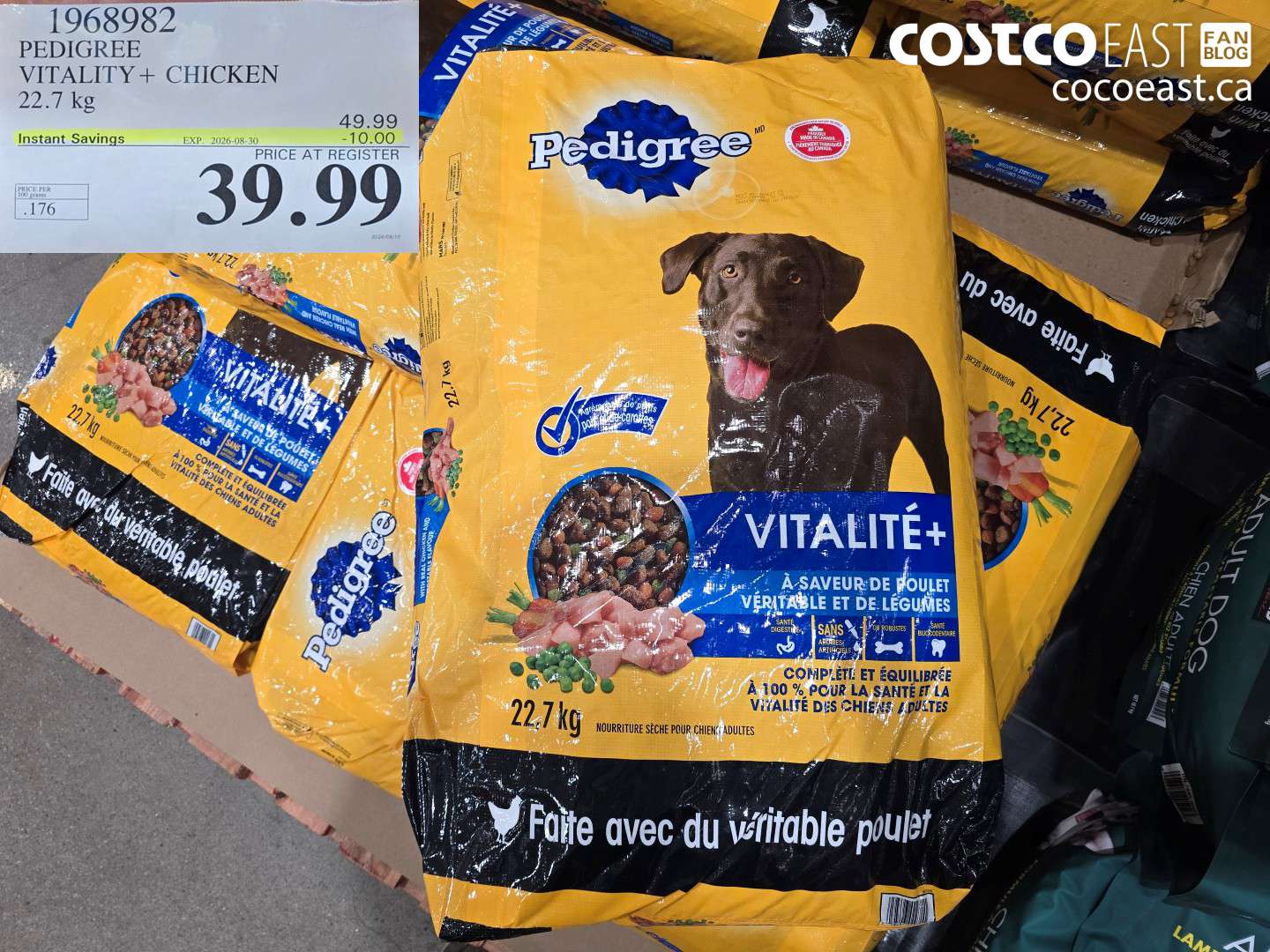 1968982 PEDIGREE VITALITY + CHICKEN 22.7 KG ($10.00 INSTANT SAVINGS EXPIRES ON 2026-08-30) $39.99