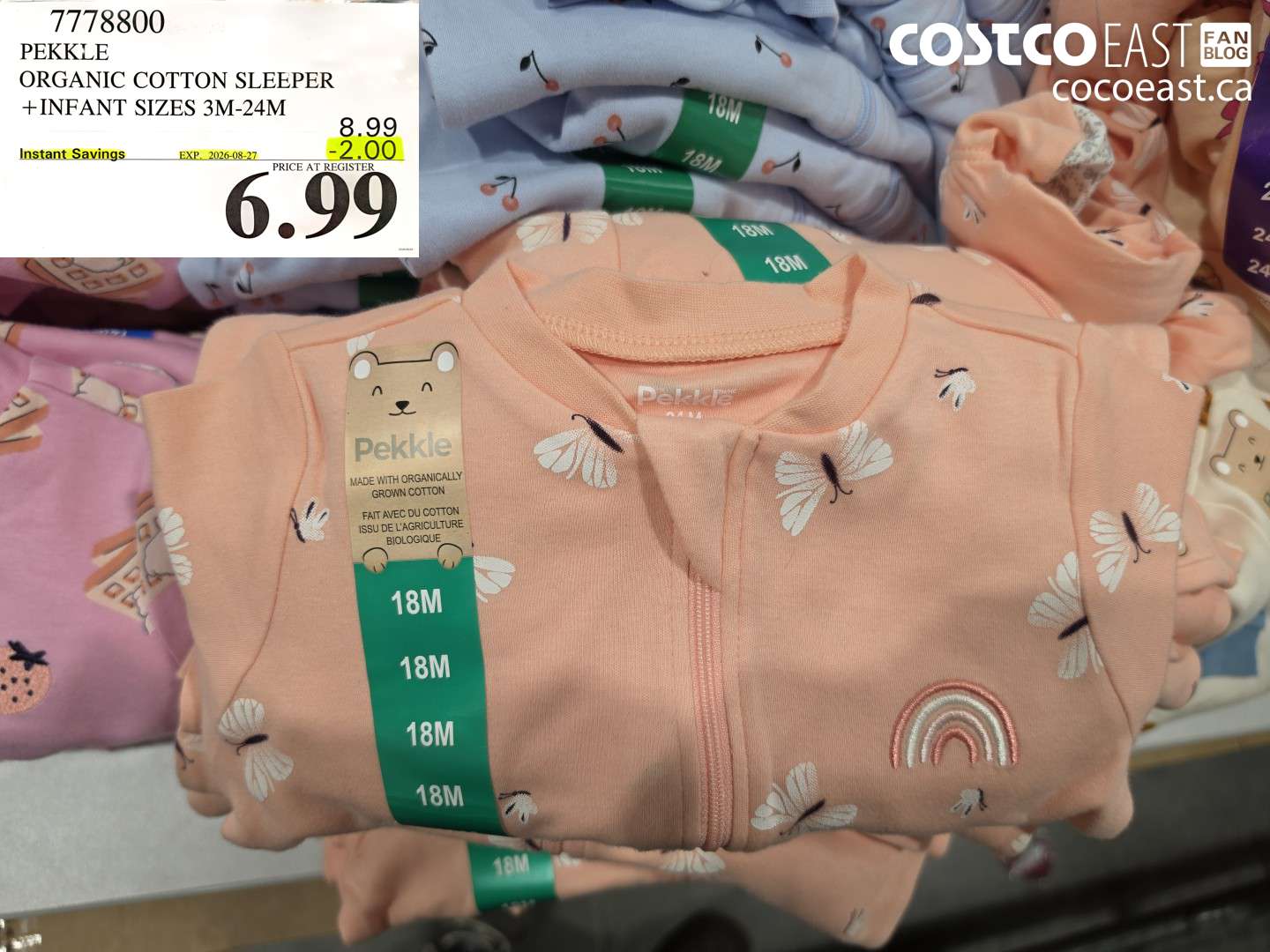 7778800 PEKKLE ORGANIC COTTON SLEEPER + INFANT SIZES 3M-24M ($2.00 INSTANT SAVINGS EXPIRES ON 2026-08-27) $6.99