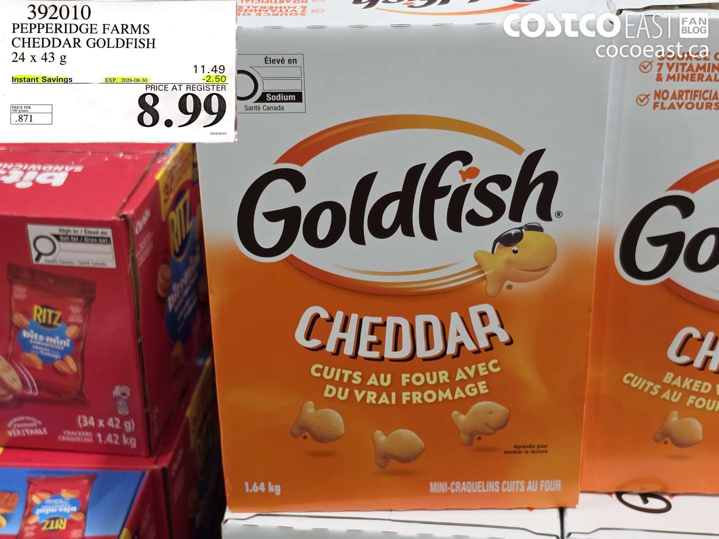 392010 PEPPERIDGE FARMS CHEDDAR GOLDFISH 24 X 43 G ($2.50 INSTANT SAVINGS EXPIRES ON 2026-08-30) $8.99
