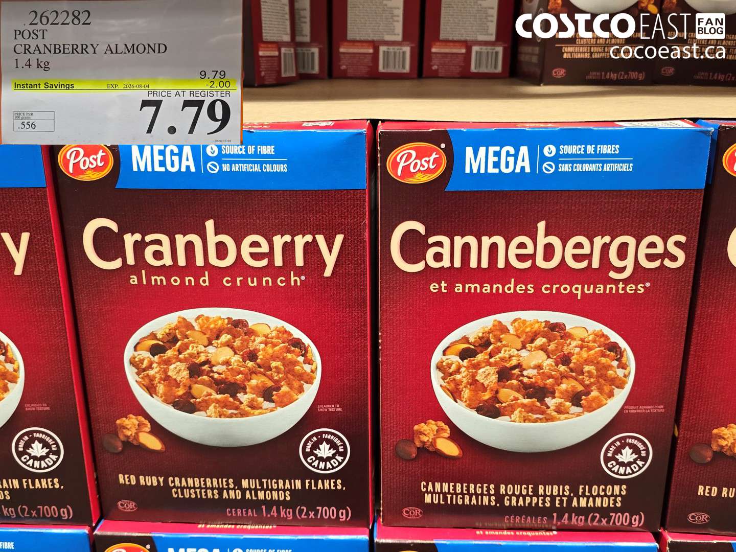 262282 POST CRANBERRY ALMOND 1.4 KG ($2.00 INSTANT SAVINGS EXPIRES ON 2026-08-04) $7.79