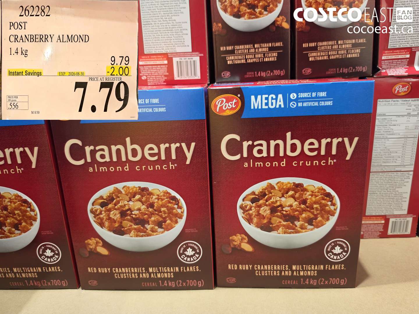 262282 POST CRANBERRY ALMOND 1.4 KG ($2.00 INSTANT SAVINGS EXPIRES ON 2026-08-30) $7.79