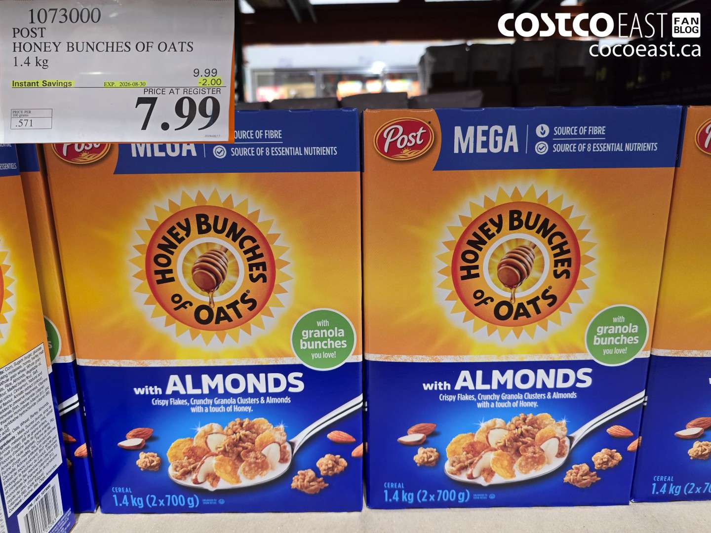 1073000 POST HONEY BUNCHES OF OATS 1.4 KG ($2.00 INSTANT SAVINGS EXPIRES ON 2026-08-30) $7.99