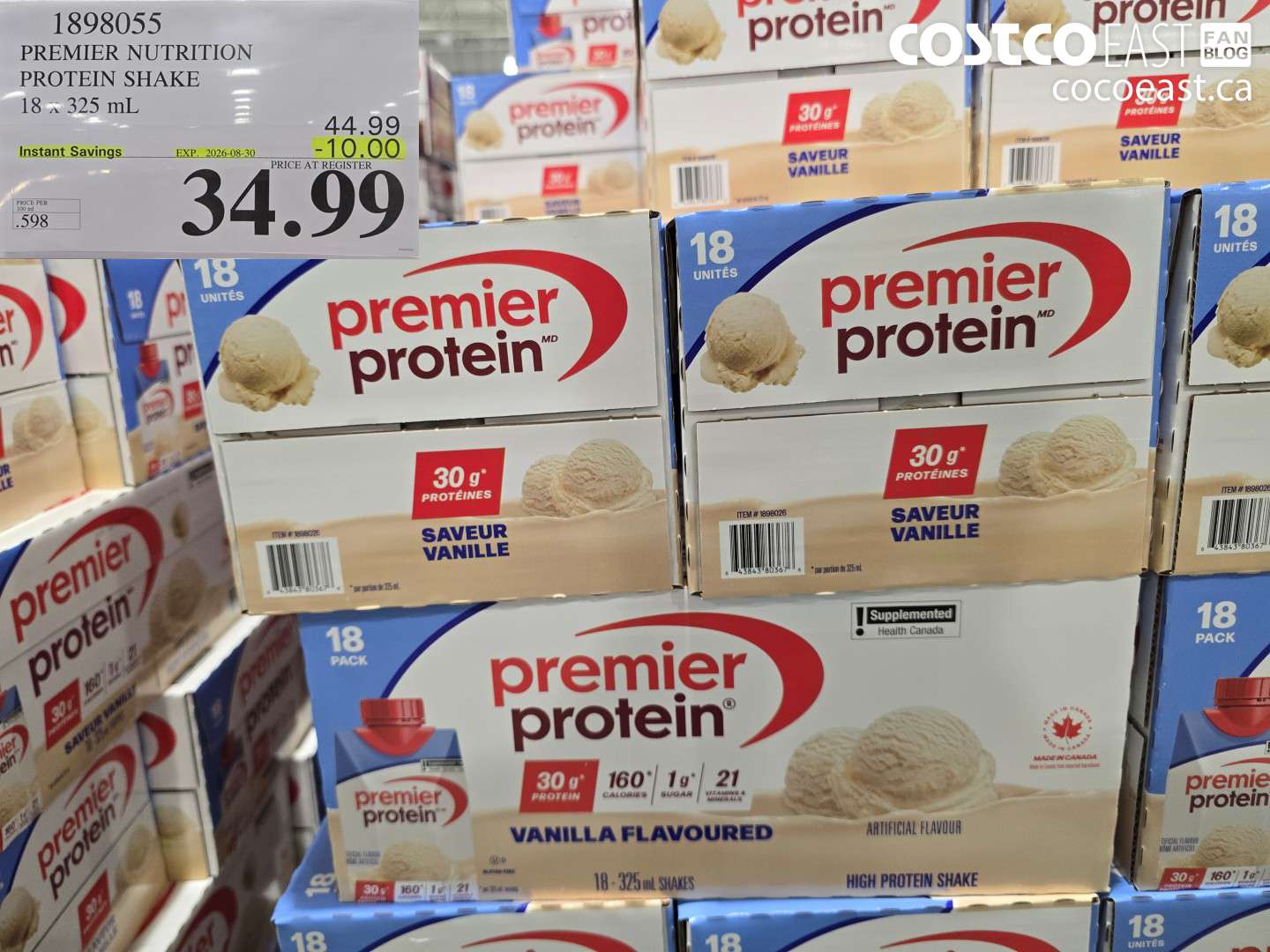 1898055 PREMIER NUTRITION PROTEIN SHAKE 18 X 325 ML ($10.00 INSTANT SAVINGS EXPIRES ON 2026-08-30) $34.99