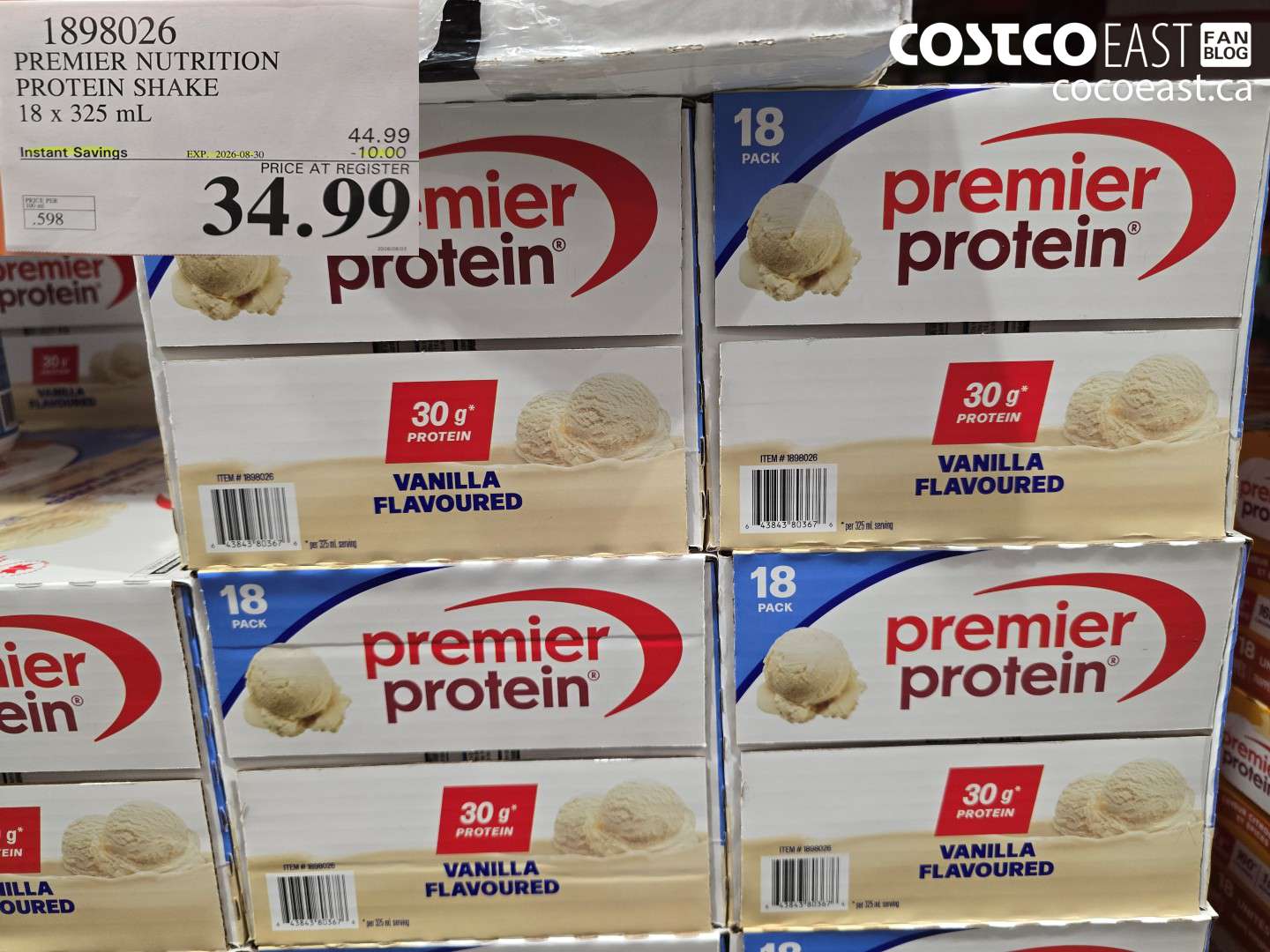 1898026 PREMIER NUTRITION PROTEIN SHAKE 18 X 325 ML ($10.00 INSTANT SAVINGS EXPIRES ON 2026-08-30) $34.99