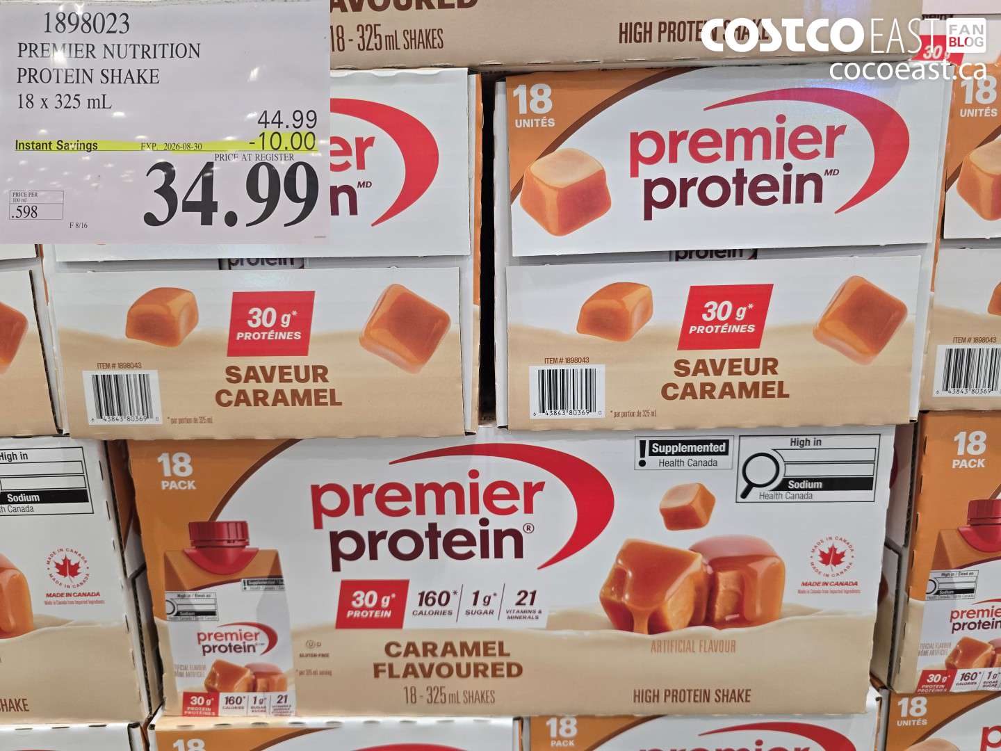1898023 PREMIER NUTRITION PROTEIN SHAKE 18 X 325 ML ($10.00 INSTANT SAVINGS EXPIRES ON 2026-08-30) $34.99