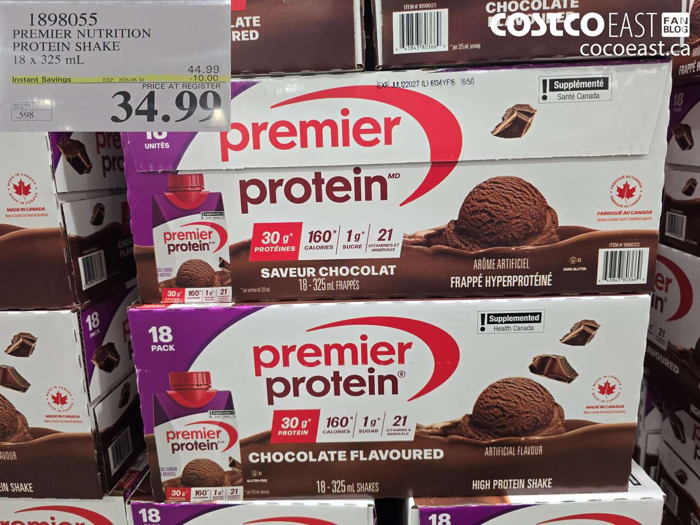 1898055 PREMIER NUTRITION PROTEIN SHAKE 18 X 325 ML ($10.00 INSTANT SAVINGS EXPIRES ON 2026-08-30) $34.99