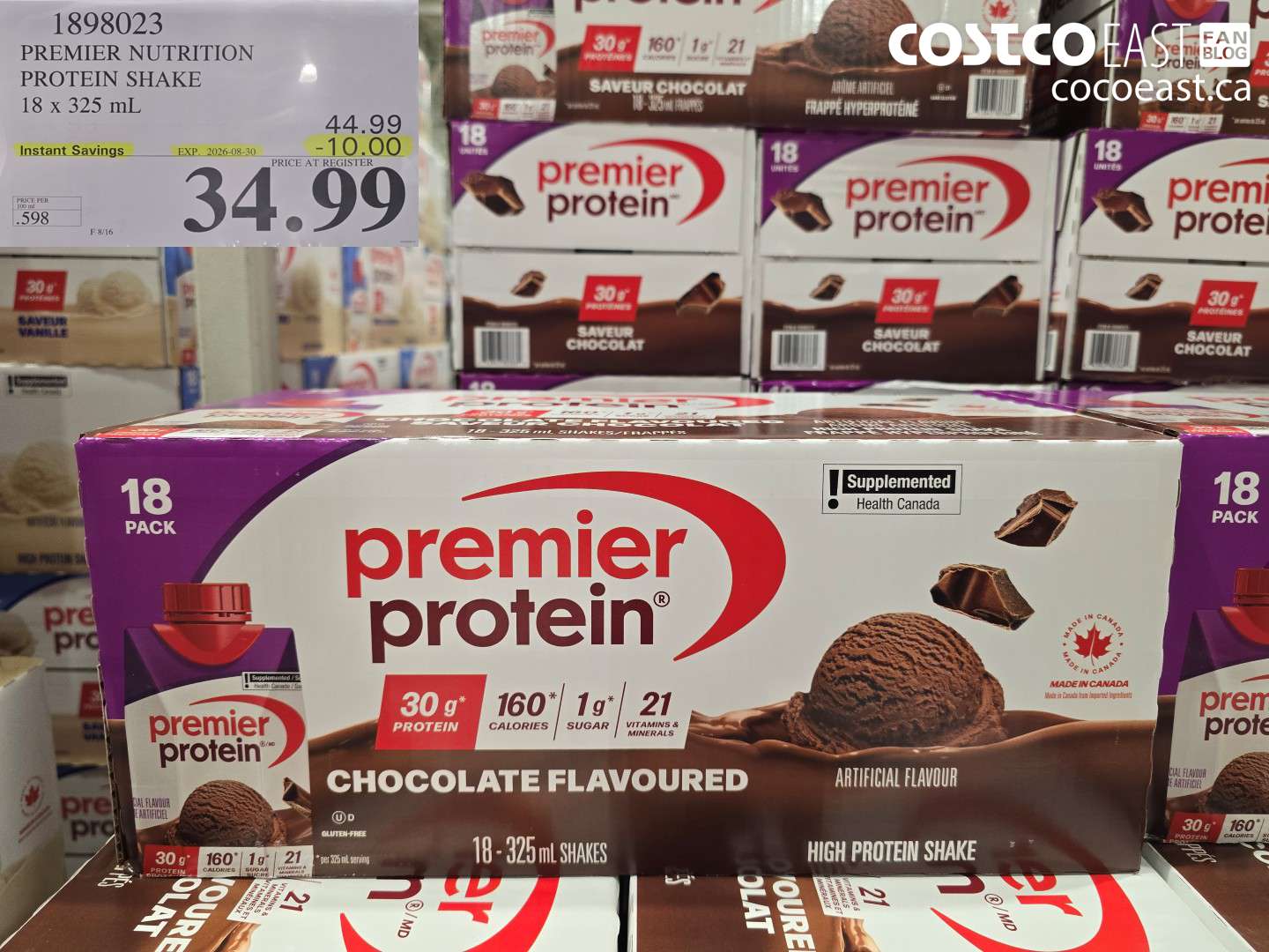 1898023 PREMIER NUTRITION PROTEIN SHAKE 18 X 325 ML ($10.00 INSTANT SAVINGS EXPIRES ON 2026-08-30) $34.99