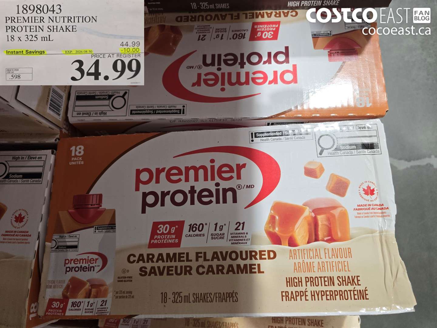 1898043 PREMIER NUTRITION PROTEIN SHAKE 18 X 325 ML ($10.00 INSTANT SAVINGS EXPIRES ON 2026-08-30) $34.99