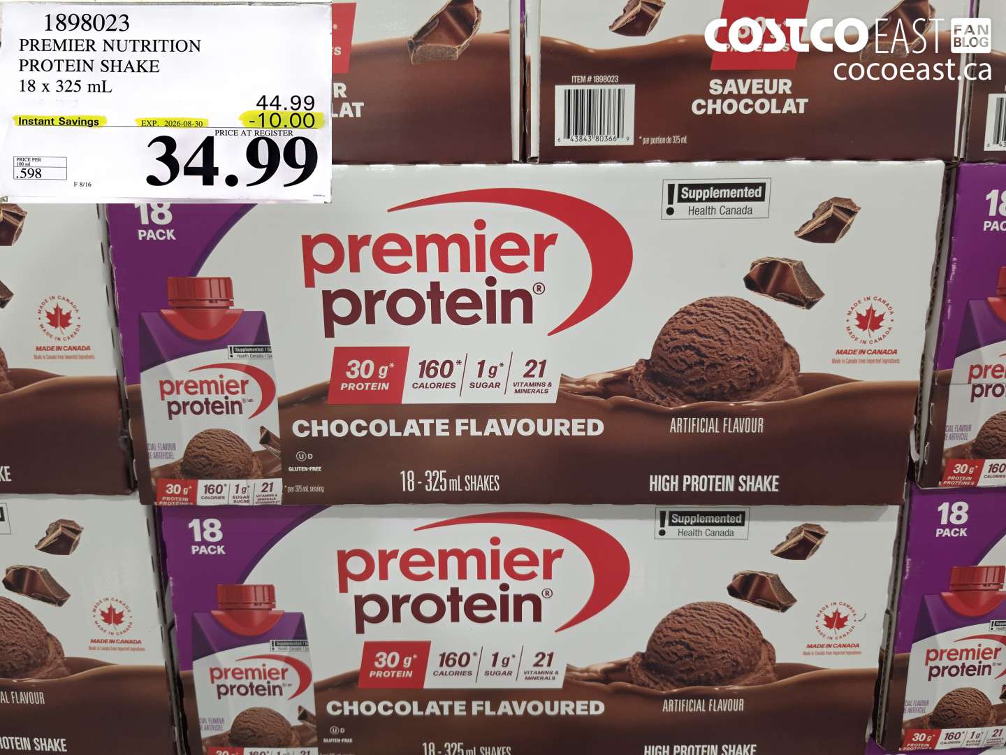 1898023 PREMIER NUTRITION PROTEIN SHAKE 18 X 325 ML ($10.00 INSTANT SAVINGS EXPIRES ON 2026-08-30) $34.99