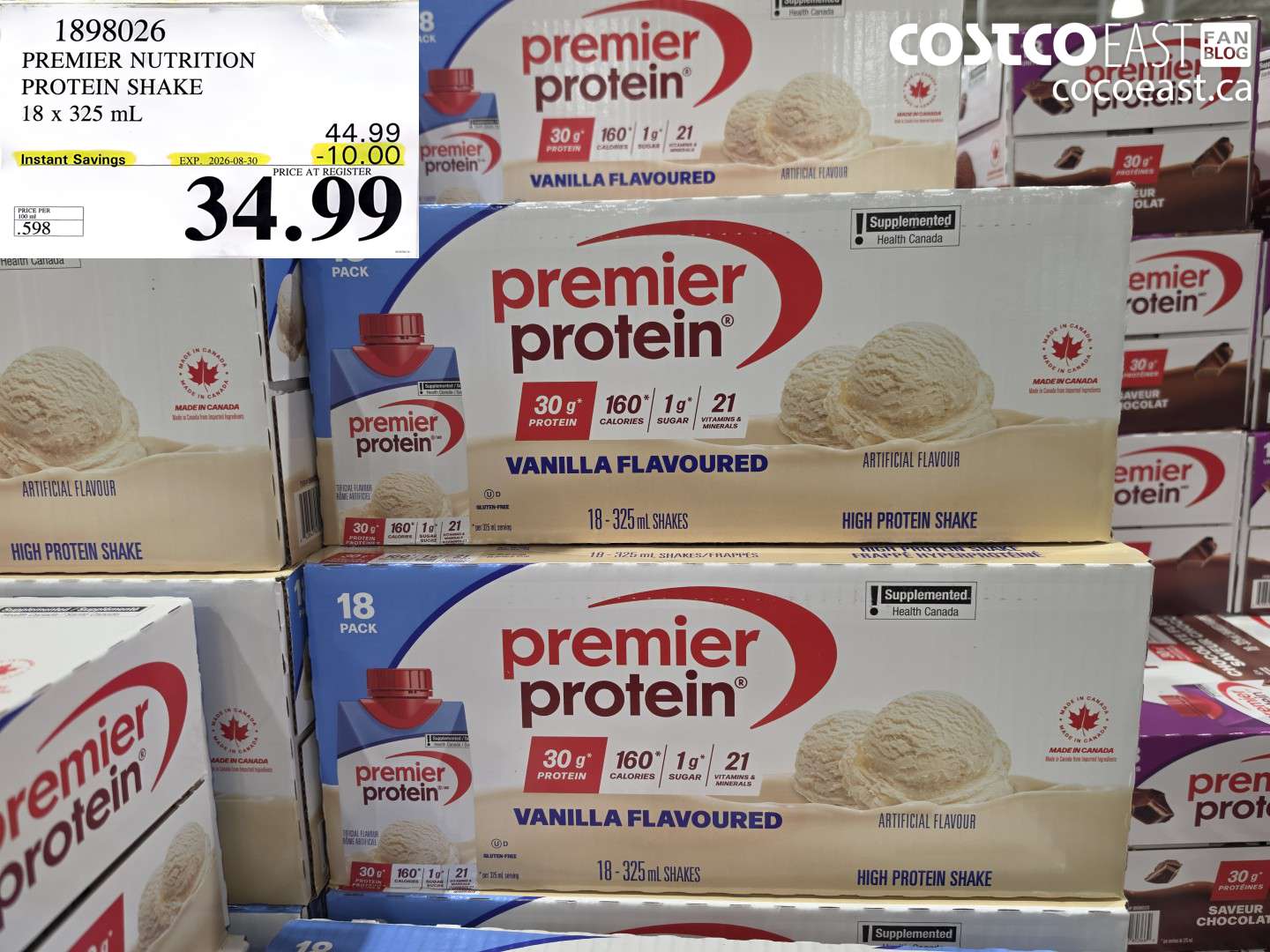 1898026 PREMIER NUTRITION PROTEIN SHAKE 18 X 325 ML ($10.00 INSTANT SAVINGS EXPIRES ON 2026-08-30) $34.99