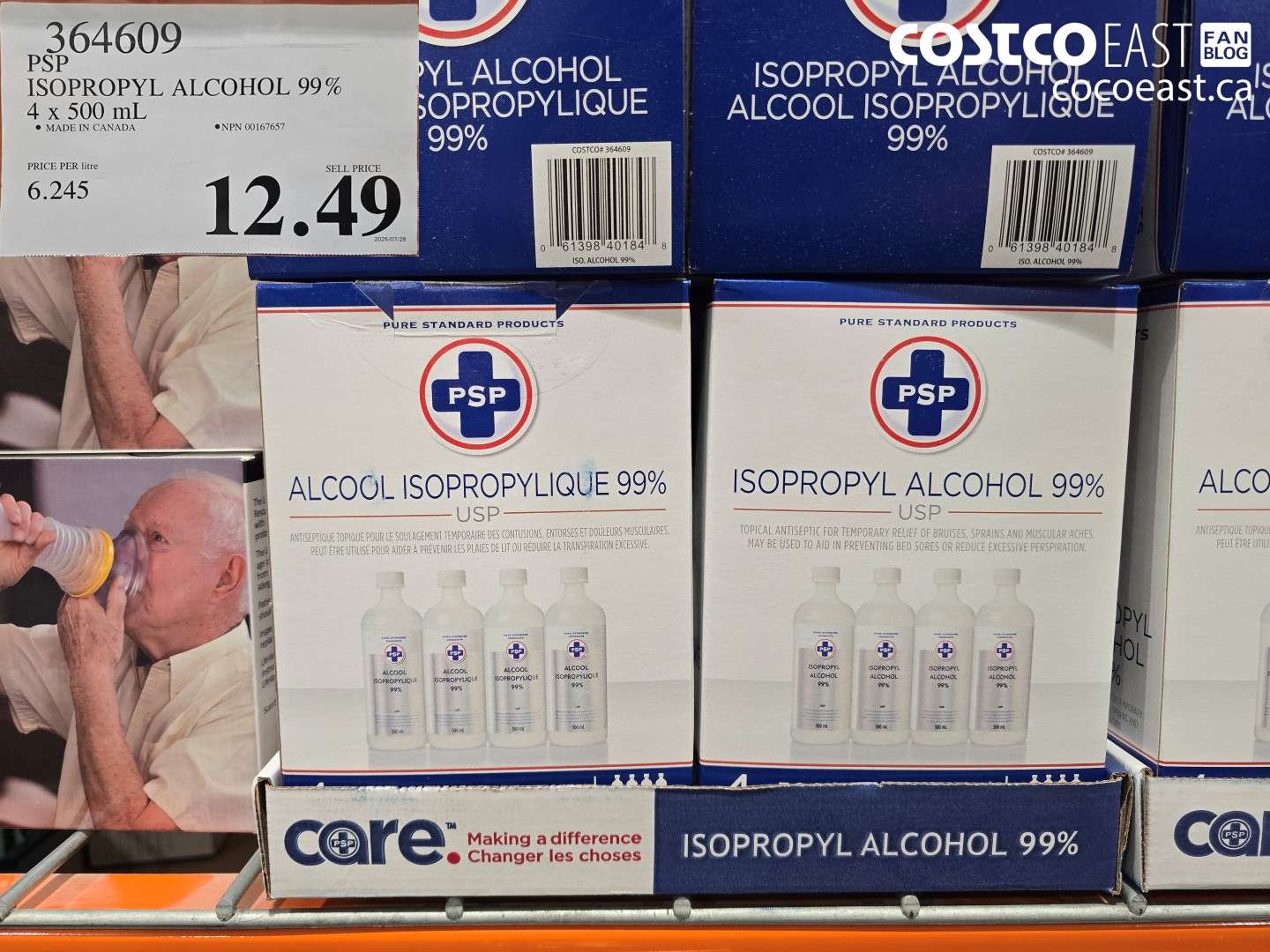 364609 PSP ISOPROPYL ALCOHOL 99% 4 X 500 ML $12.49