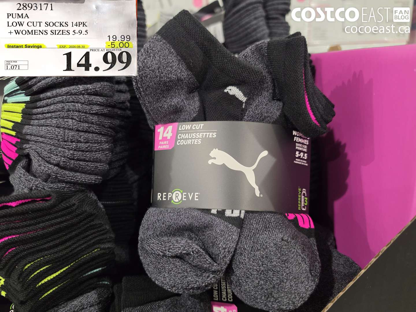 2893171 PUMA LOW CUT SOCKS 14PK WOMENS SIZES 5-9.5 ($5.00 INSTANT SAVINGS EXPIRES ON 2026-08-30) $14.99