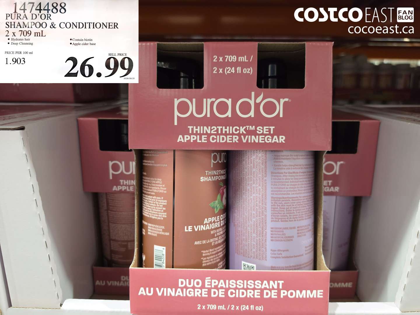 1474488 PURA D'OR SHAMPOO & CONDITIONER 2 X 709 ML $26.99