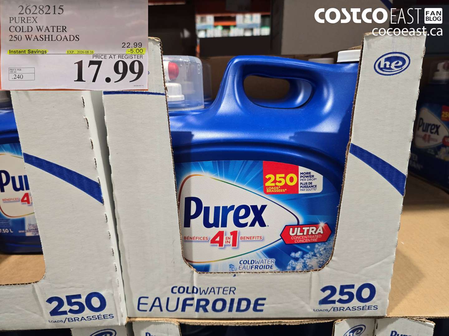 2628215 PUREX COLD WATER 250 WASHLOADS ($5.00 INSTANT SAVINGS EXPIRES ON 2026-08-16) $17.99