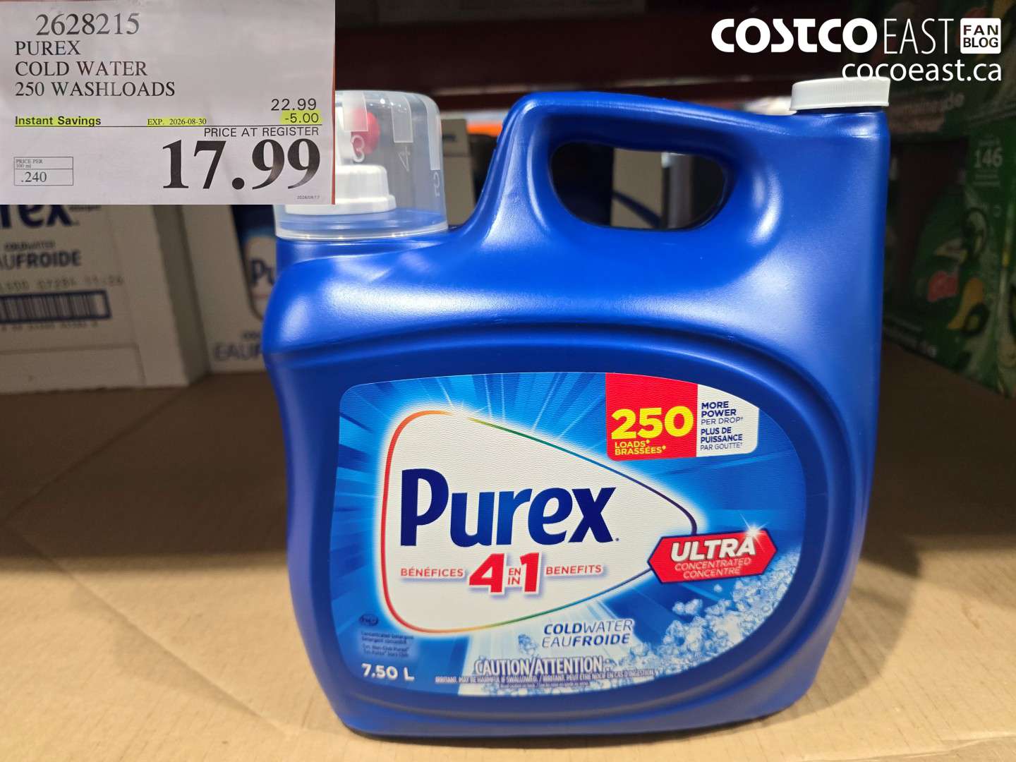 2628215 PUREX COLD WATER 250 WASHLOADS ($5.00 INSTANT SAVINGS EXPIRES ON 2026-08-30) $17.99