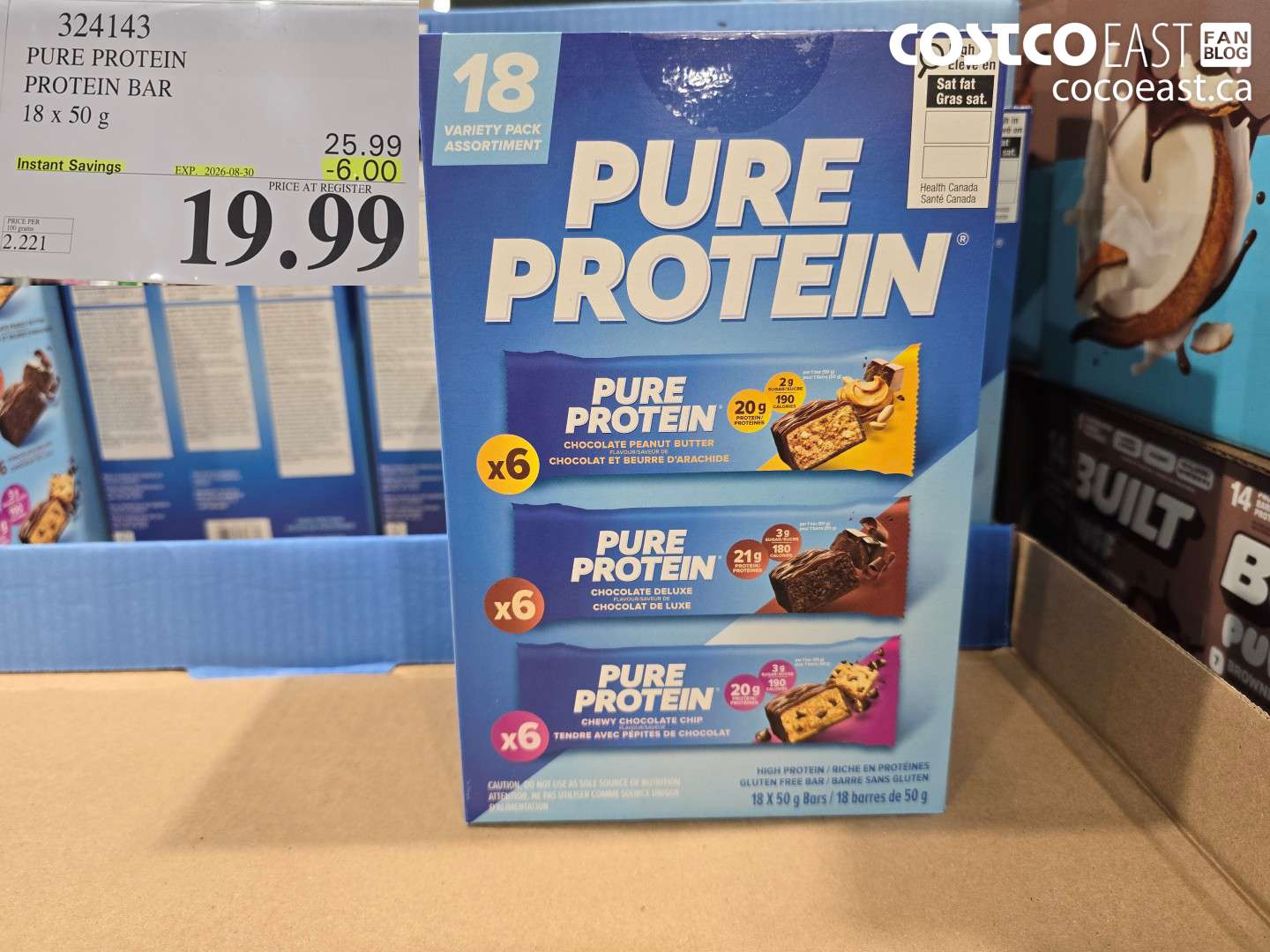 324143 PURE PROTEIN PROTEIN BAR 18 X 50 G ($6.00 INSTANT SAVINGS EXPIRES ON 2026-08-30) $19.99