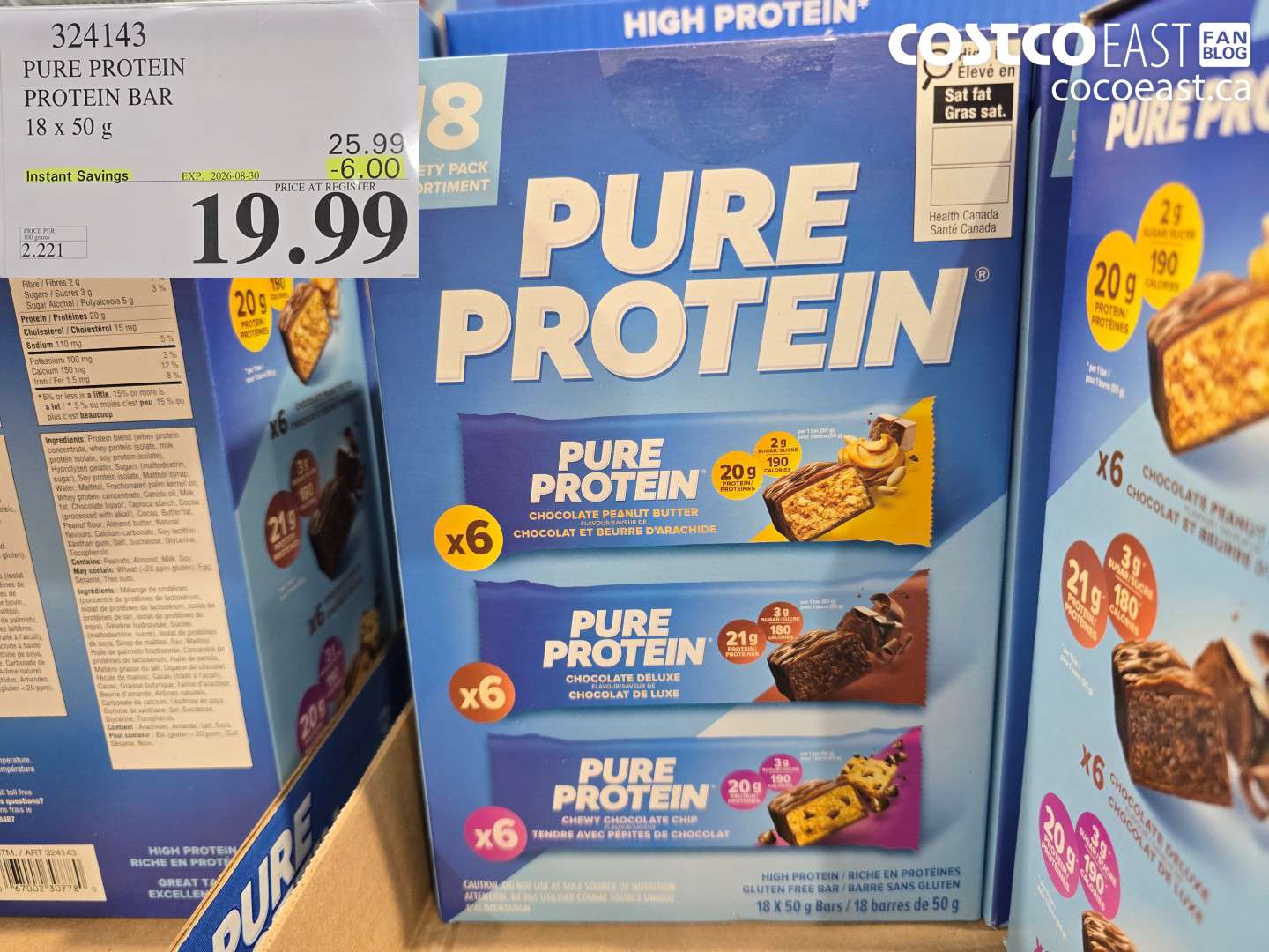324143 PURE PROTEIN PROTEIN BAR 18 X 50 G ($6.00 INSTANT SAVINGS EXPIRES ON 2026-08-30) $19.99
