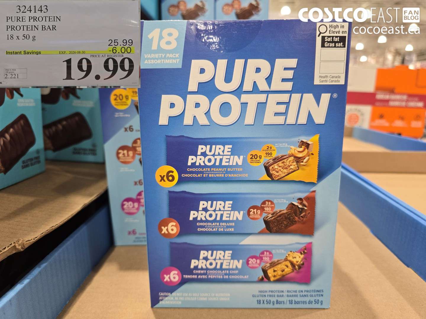 324143 PURE PROTEIN PROTEIN BAR 18 X 50 G ($6.00 INSTANT SAVINGS EXPIRES ON 2026-08-30) $19.99