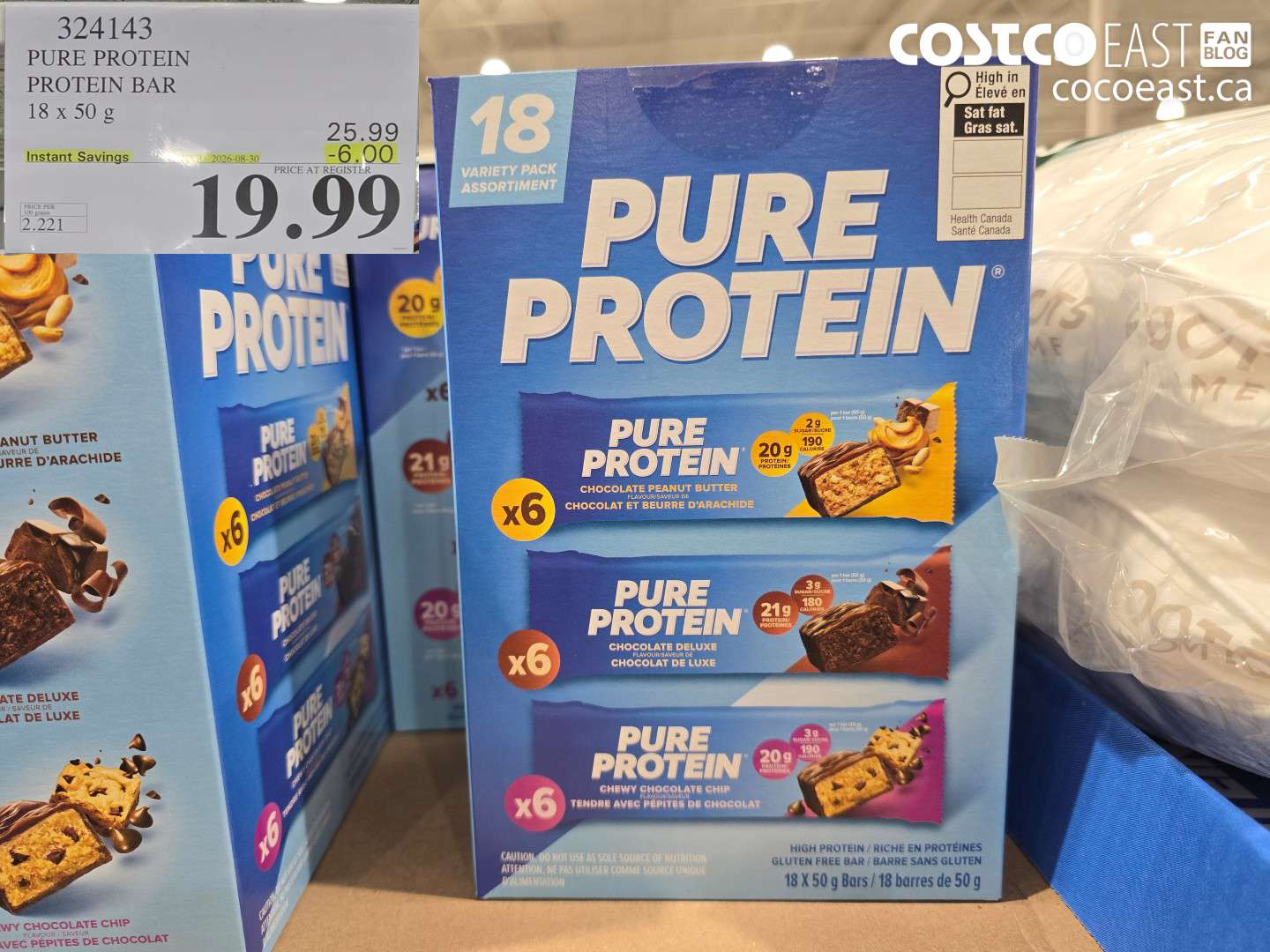 324143 PURE PROTEIN PROTEIN BAR 18 X 50 G ($6.00 INSTANT SAVINGS EXPIRES ON 2026-08-30) $19.99