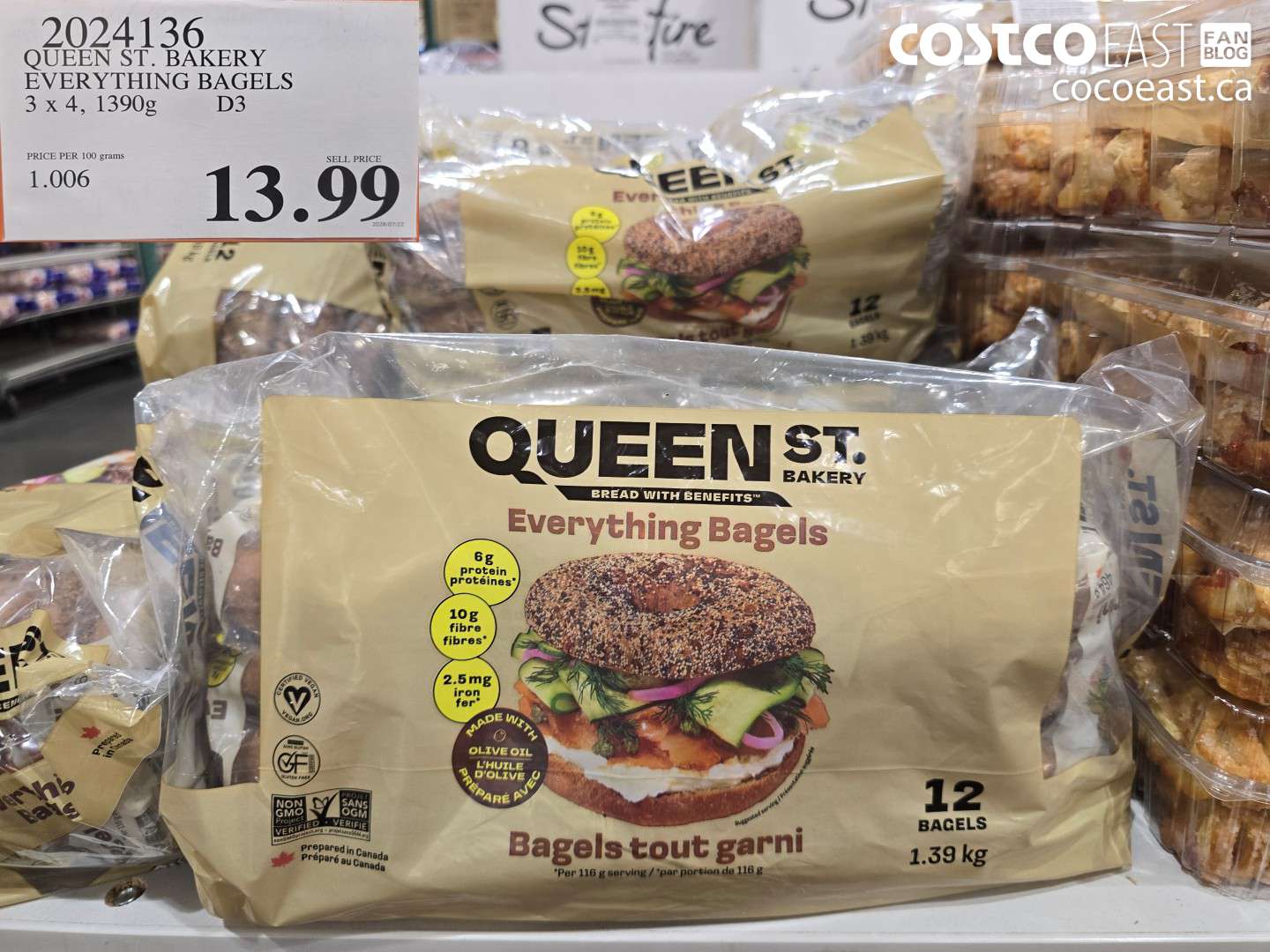 2024136 QUEEN ST. BAKERY EVERYTHING BAGELS 3 X 4, 1390G $13.99