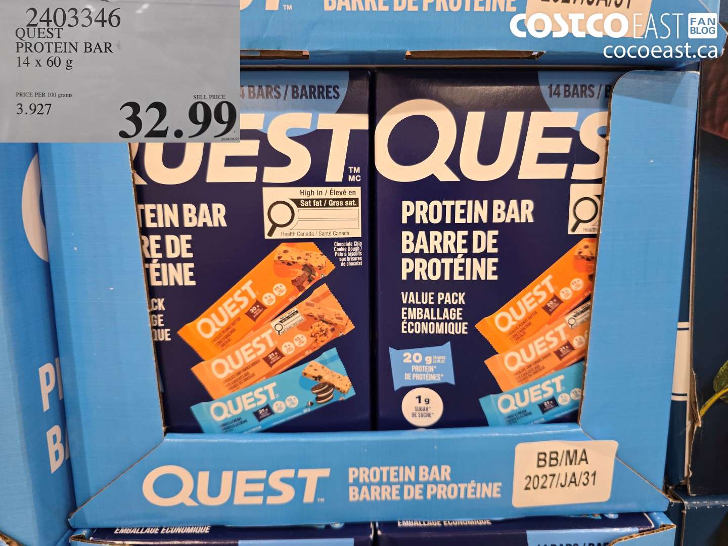 2403346 QUEST PROTEIN BAR 14 X 60 G $32.99
