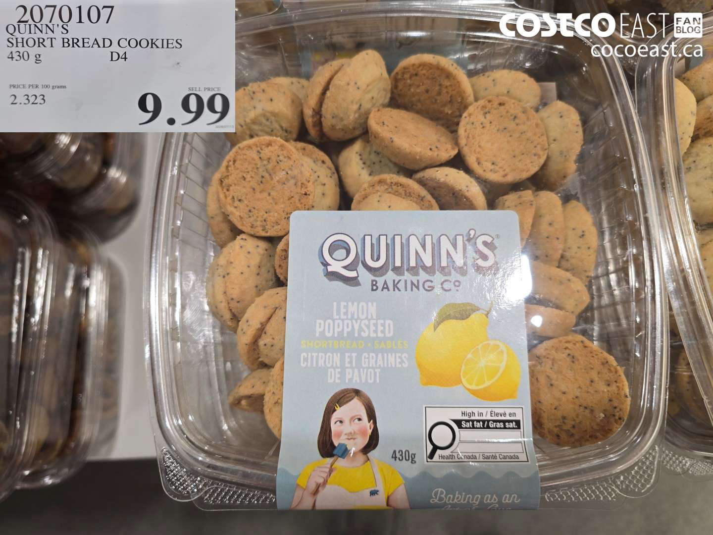 2070107 QUINN'S SHORT BREAD COOKIES 430 G $9.99