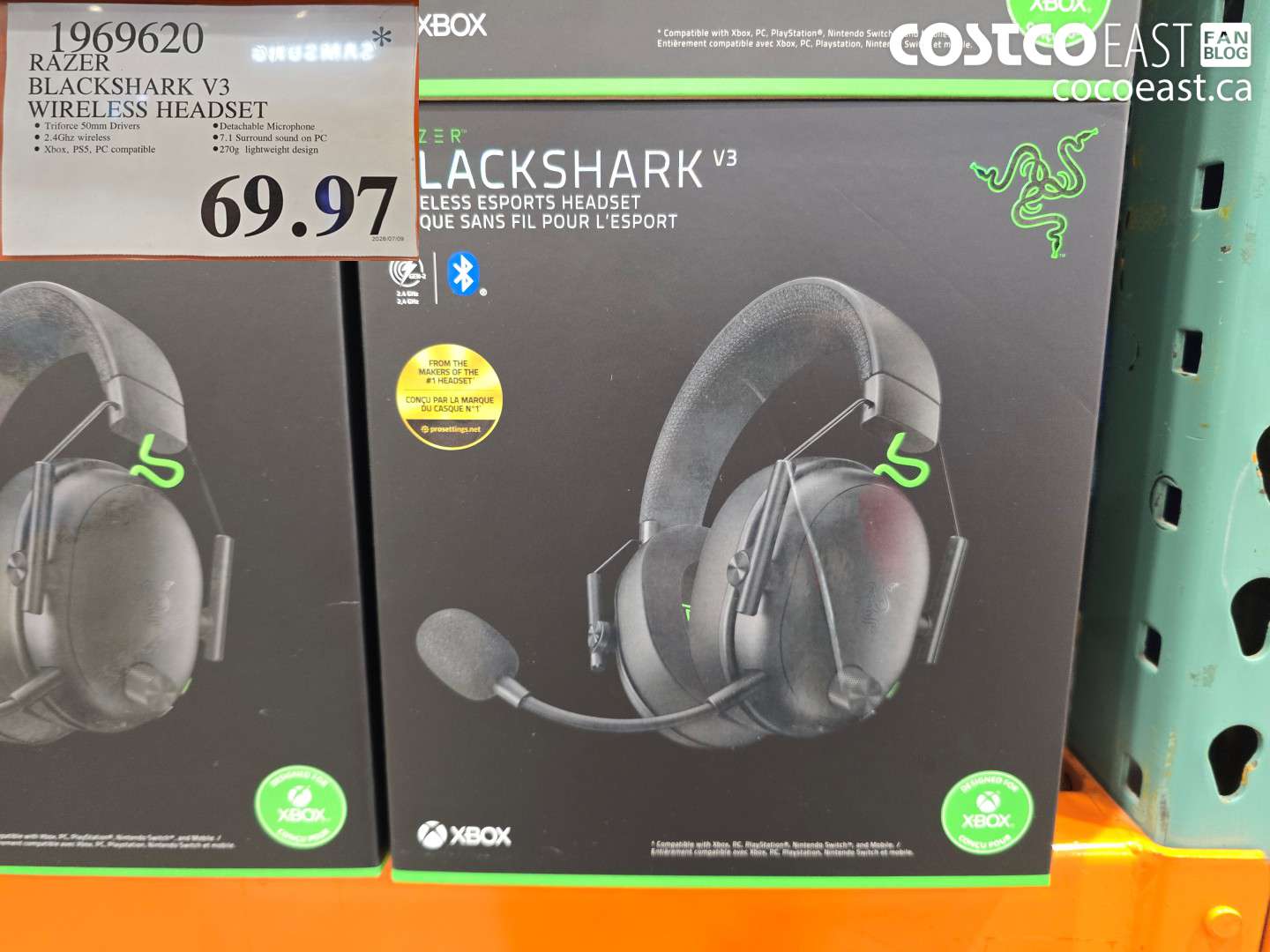 1969620 RAZER BLACKSHARK V3 WIRELESS HEADSET $69.97