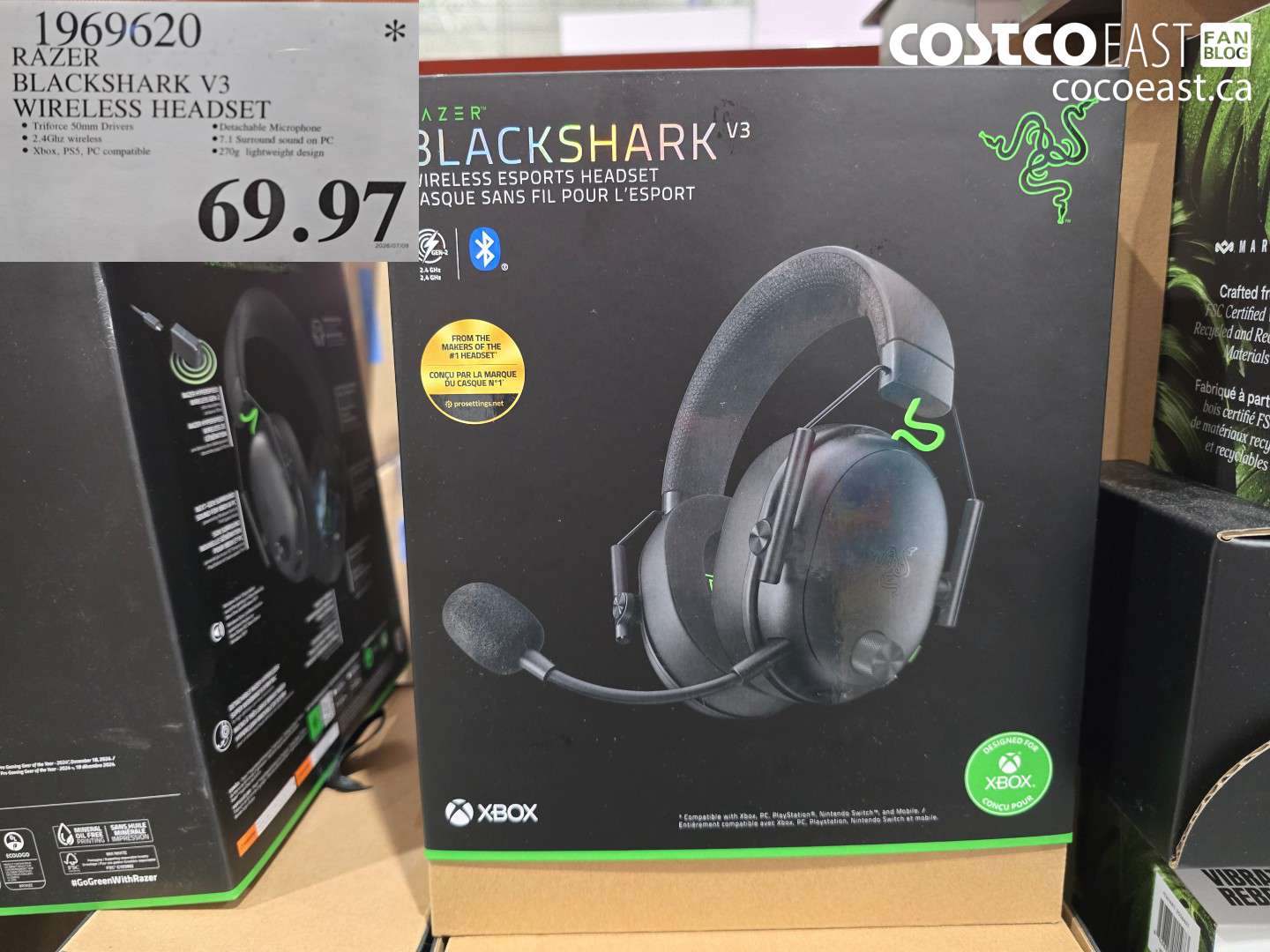 1969620 RAZER BLACKSHARK V3 WIRELESS HEADSET $69.97