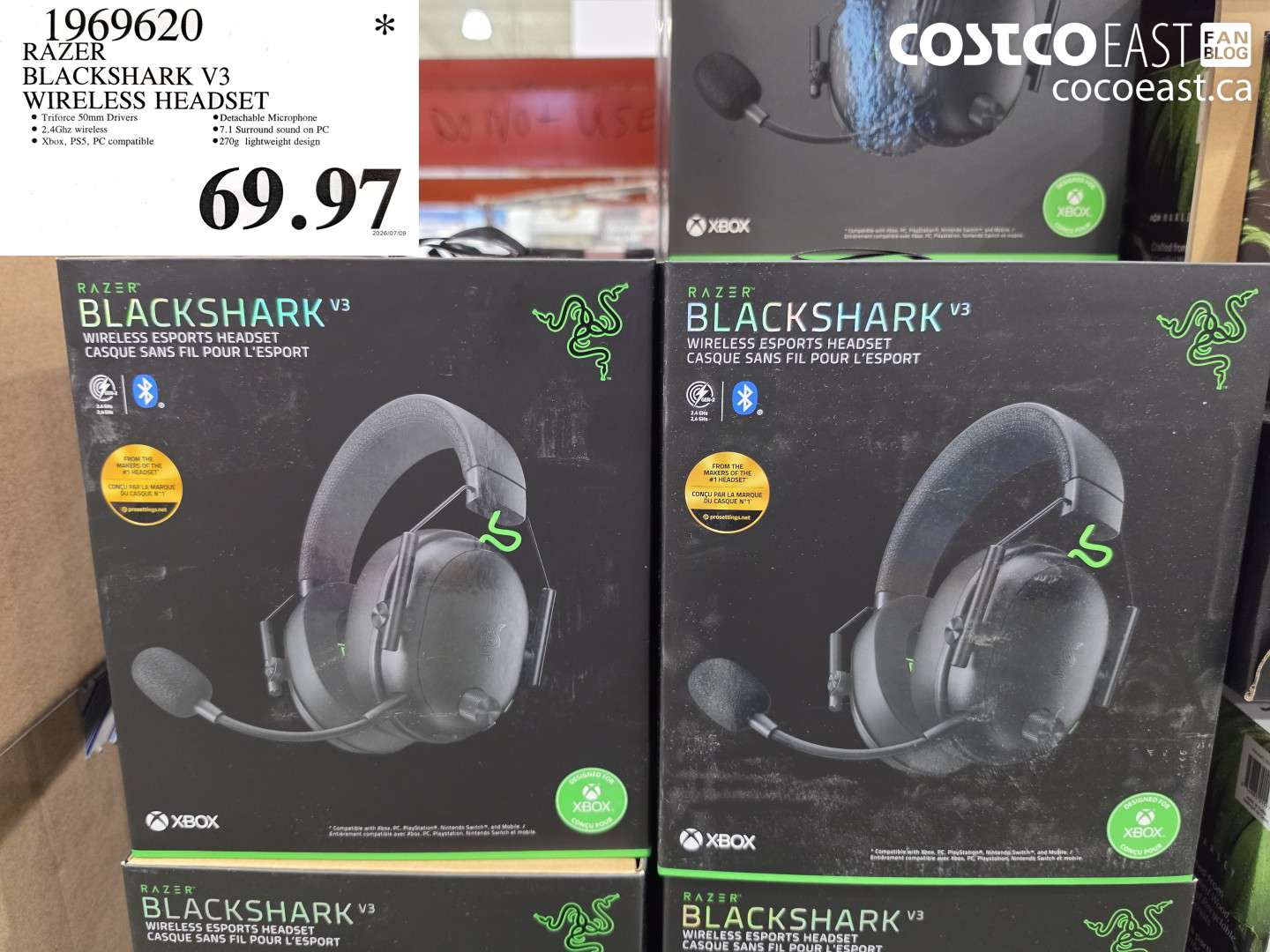 1969620 RAZER BLACKSHARK V3 WIRELESS HEADSET $69.97
