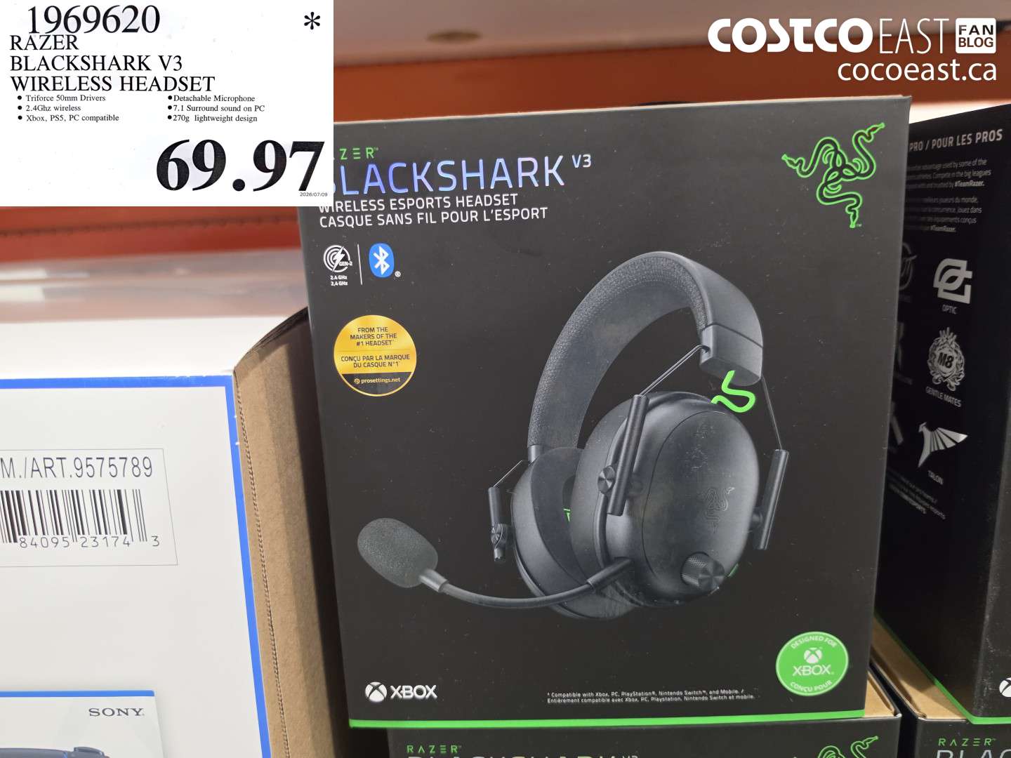 1969620 RAZER BLACKSHARK V3 WIRELESS HEADSET $69.97