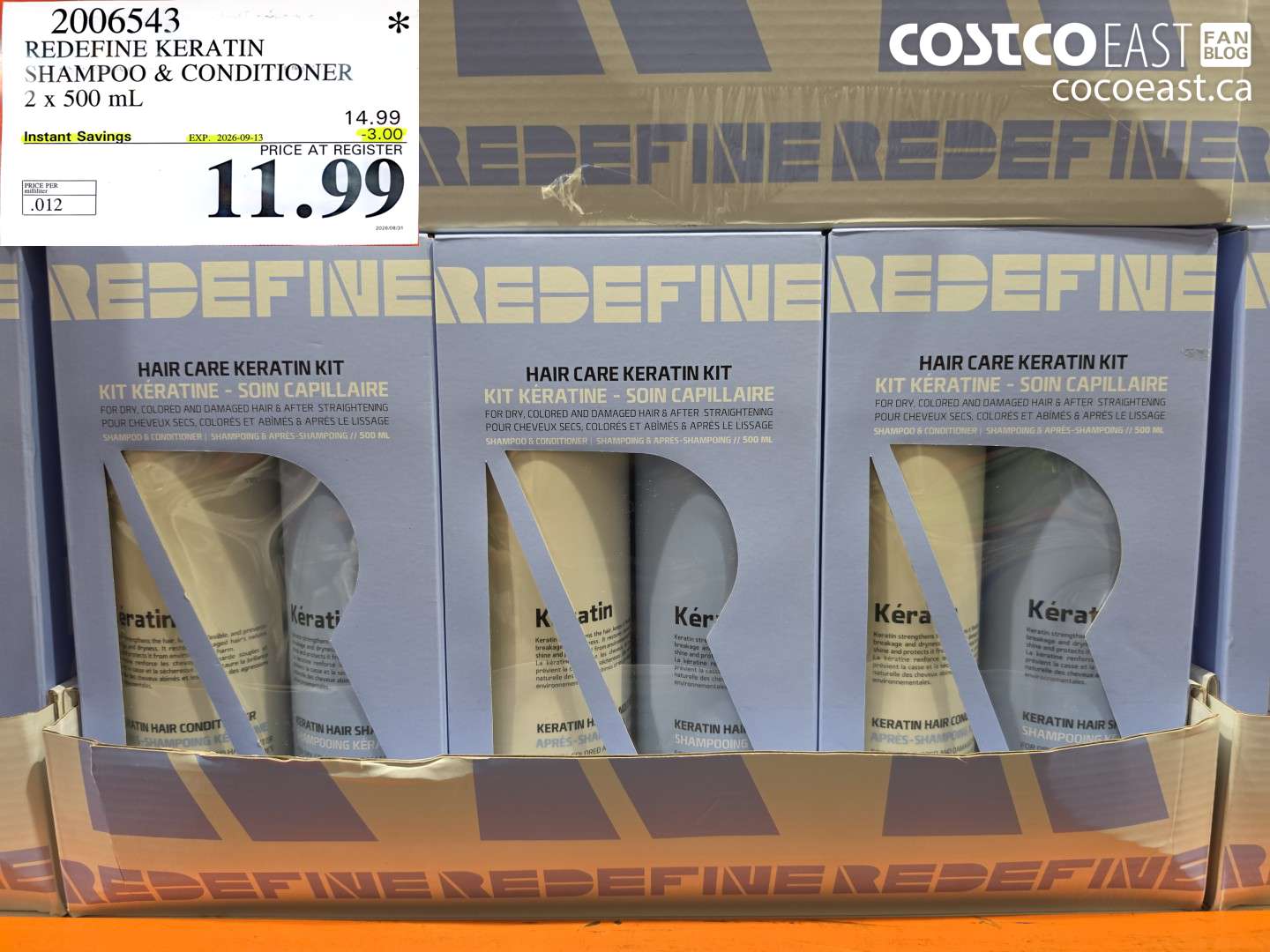 2006543 REDEFINE KERATIN SHAMPOO & CONDITIONER 2 X 500 ML ($3.00 INSTANT SAVINGS EXPIRES ON 2026-09-13) $11.99