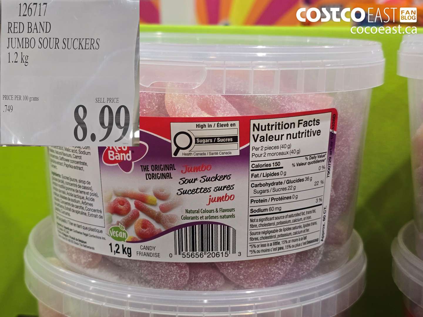 126717 RED BAND JUMBO SOUR SUCKERS 1.2 KG $8.99