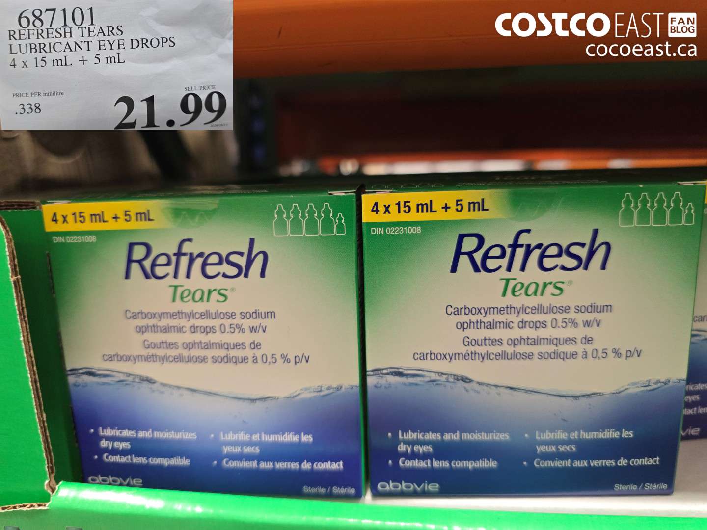687101 REFRESH TEARS LUBRICANT EYE DROPS 4 X 15 ML + 5 ML $21.99