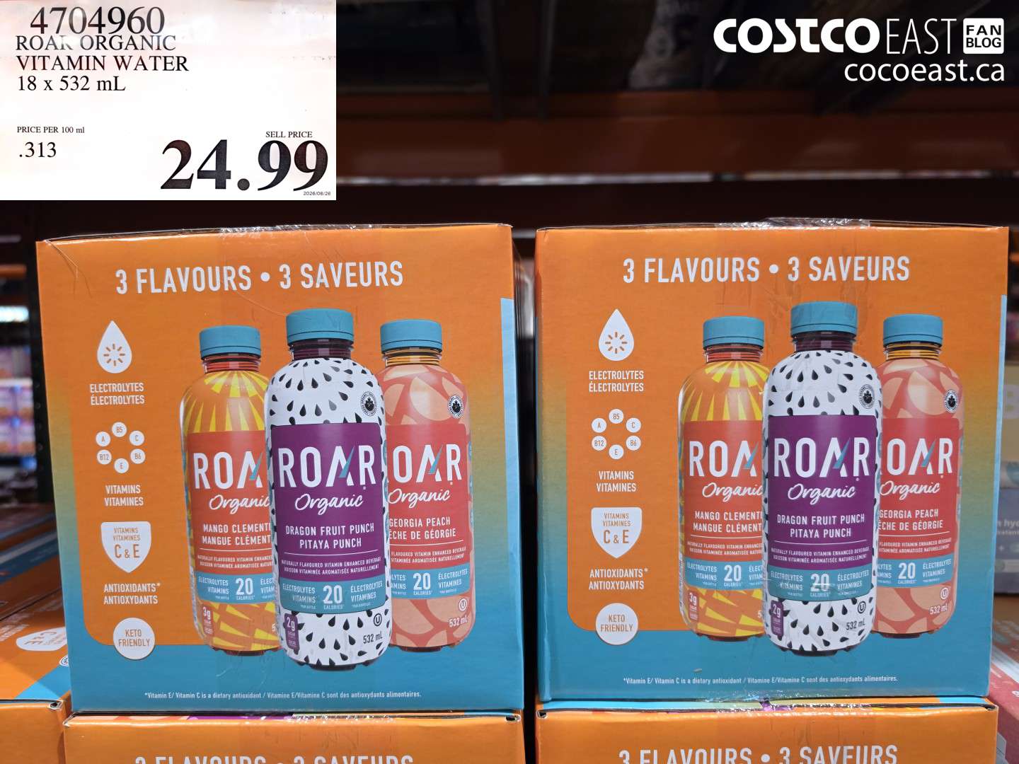 4704960 ROAR ORGANIC VITAMIN WATER 18 X 532 ML $24.99