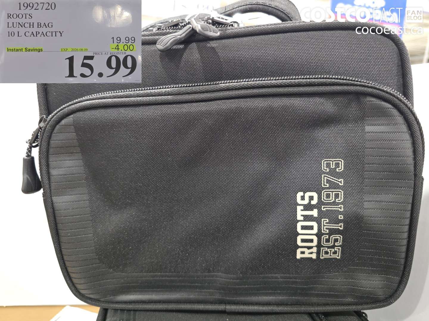 1992720 ROOTS LUNCH BAG 10 L CAPACITY ($4.00 INSTANT SAVINGS EXPIRES ON 2026-08-09) $15.99