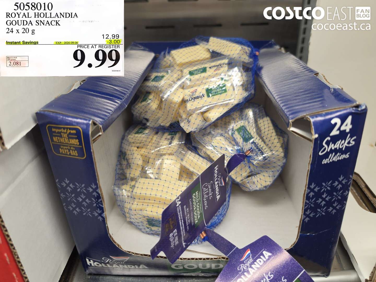 5058010 ROYAL HOLLANDIA GOUDA SNACK 24 X 20 G ($3.00 INSTANT SAVINGS EXPIRES ON 2026-09-06) $9.99