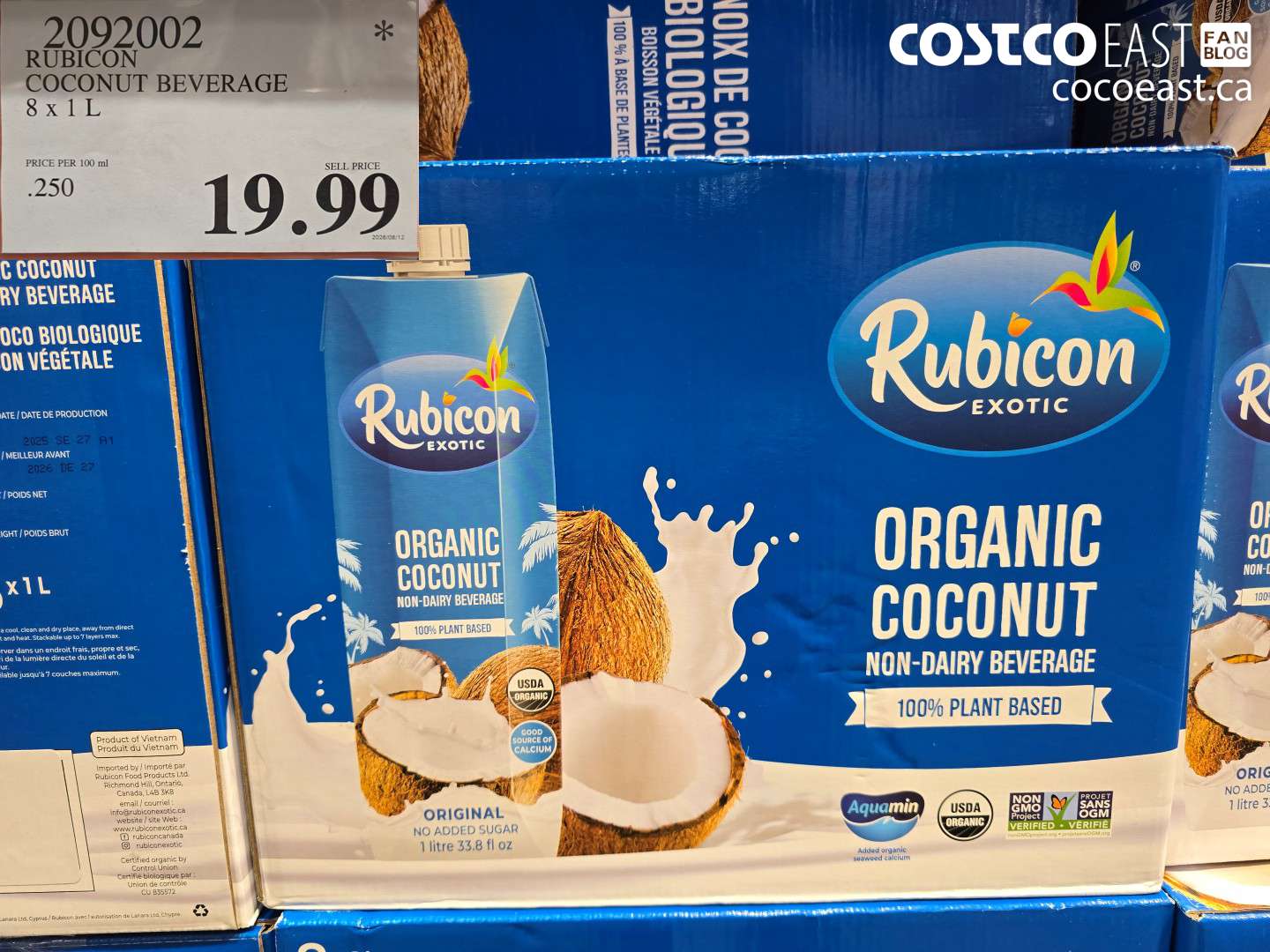 2092002 RUBICON COCONUT BEVERAGE 8 X 1 L $19.99