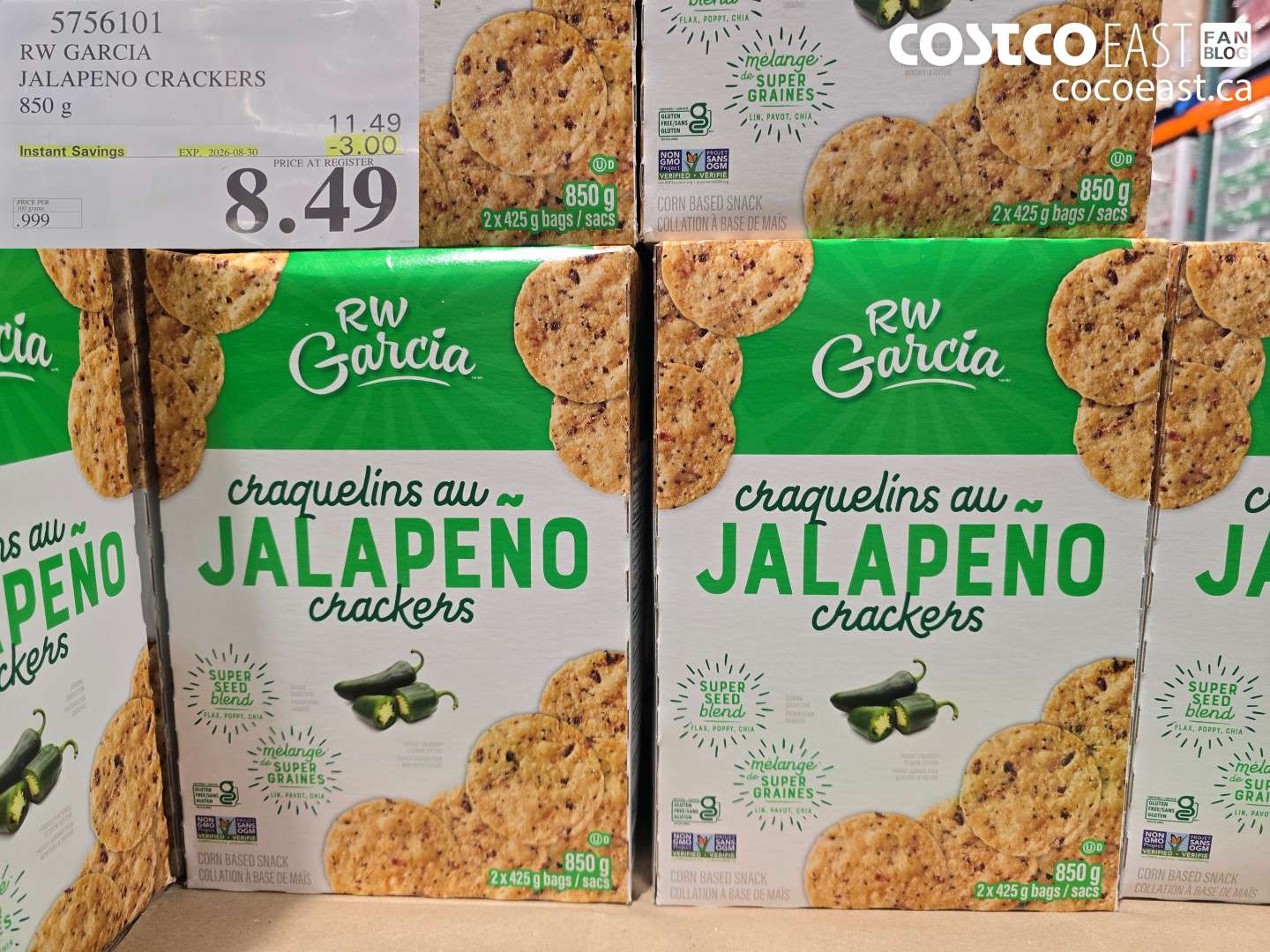 5756101 RW GARCIA JALAPENO CRACKERS 850 G ($3.00 INSTANT SAVINGS EXPIRES ON 2026-08-30) $8.49