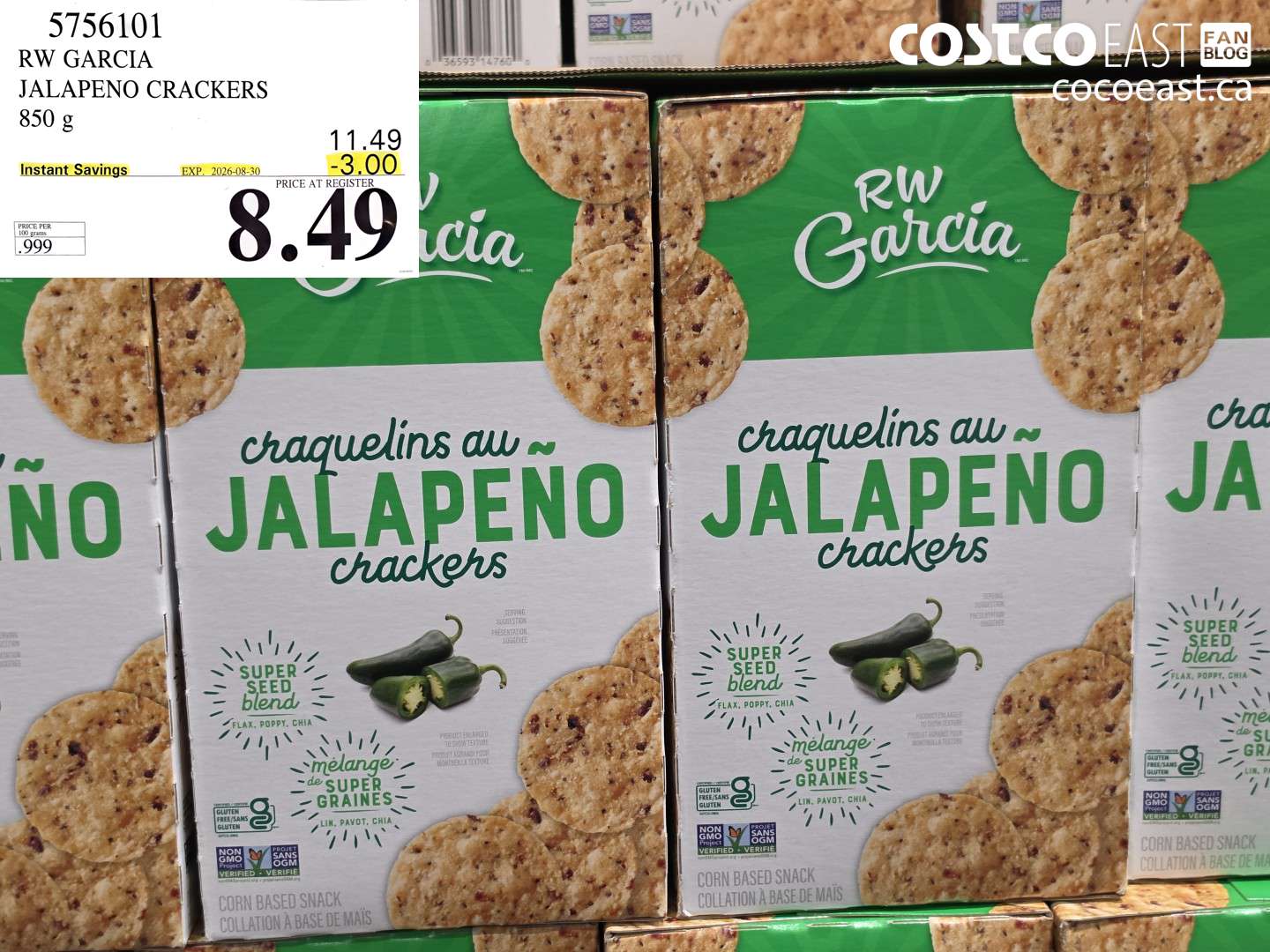 5756101 RW GARCIA JALAPENO CRACKERS 850 G ($3.00 INSTANT SAVINGS EXPIRES ON 2026-08-30) $8.49