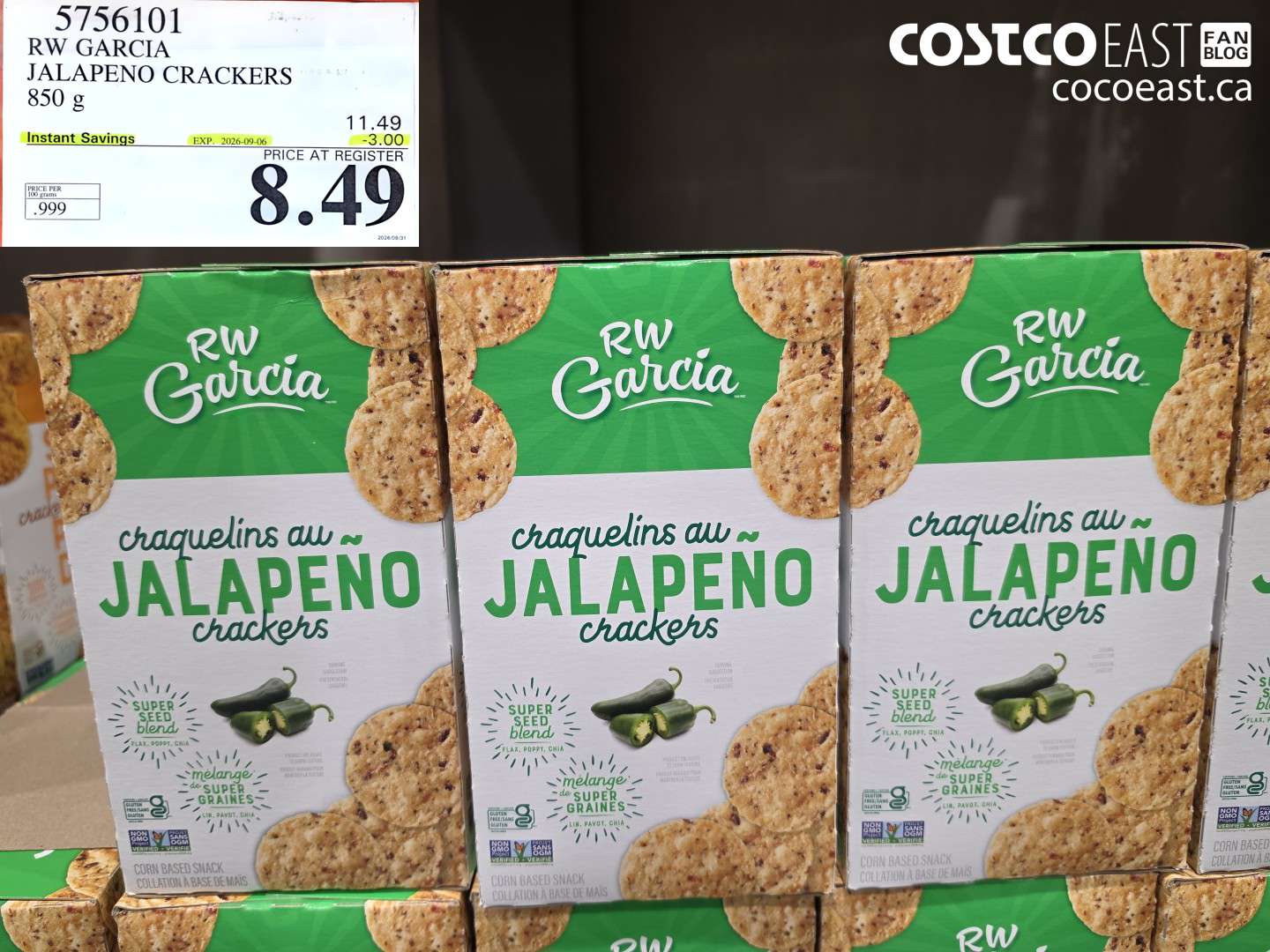 5756101 RW GARCIA JALAPENO CRACKERS 850 G ($3.00 INSTANT SAVINGS EXPIRES ON 2026-09-06) $8.49