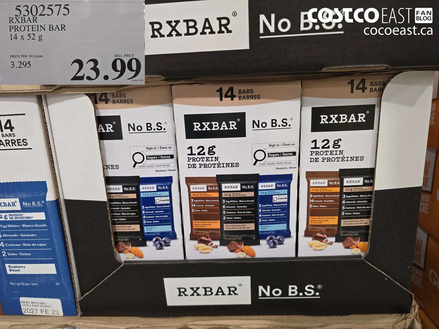 5302575 RXBAR PROTEIN BAR 14 X 52 G $23.99