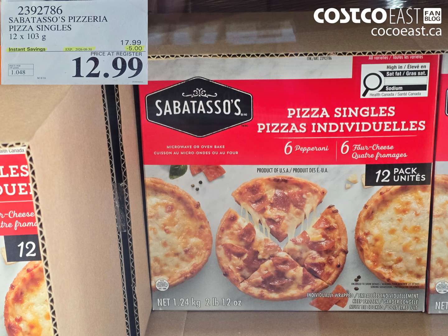 2392786 SABATASSO'S PIZZERIA PIZZA SINGLES 12 X 103 G ($5.00 INSTANT SAVINGS EXPIRES ON 2026-08-30) $12.99