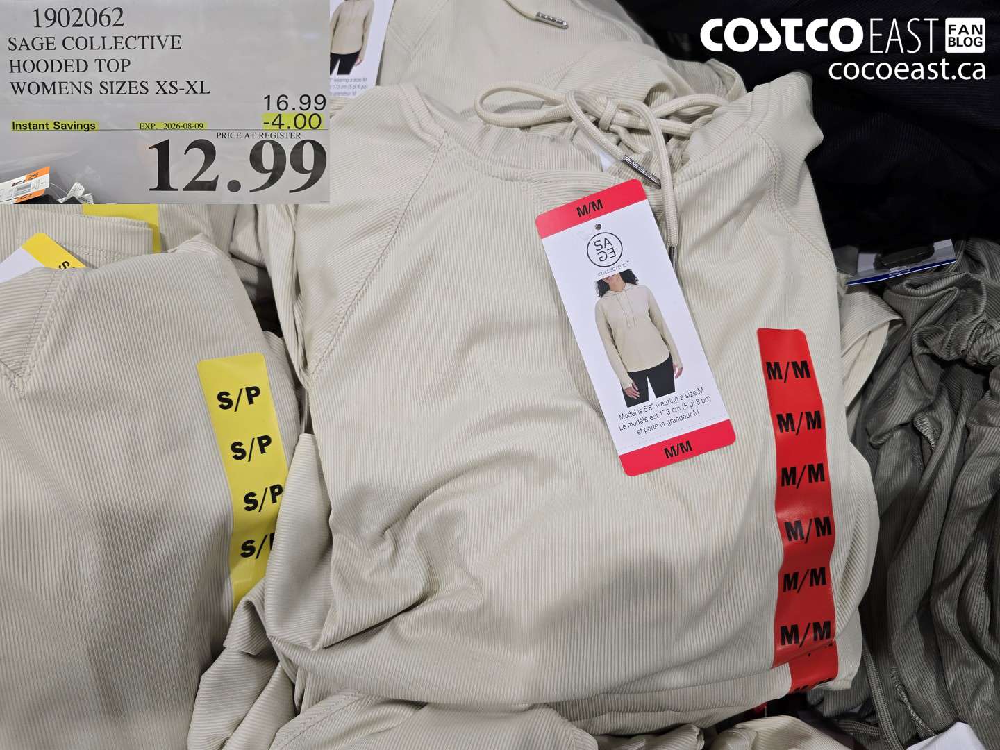 1902062 SAGE COLLECTIVE HOODED TOP WOMENS SIZES XS-XL ($4.00 INSTANT SAVINGS EXPIRES ON 2026-08-09) $12.99