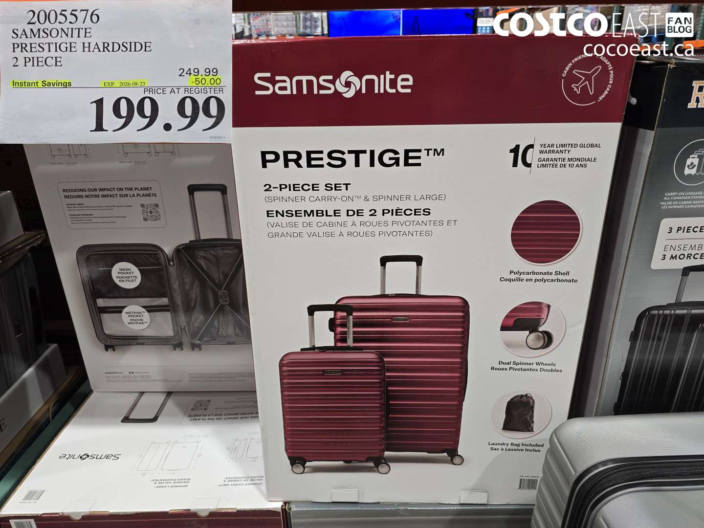 2005576 SAMSONITE PRESTIGE HARDSIDE 2 PIECE ($50.00 INSTANT SAVINGS EXPIRES ON 2026-08-23) $199.99