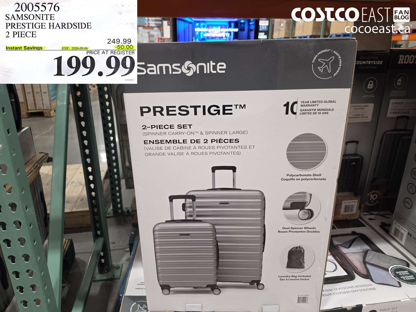 2005576 SAMSONITE PRESTIGE HARDSIDE 2 PIECE ($50.00 INSTANT SAVINGS EXPIRES ON 2026-09-06) $199.99