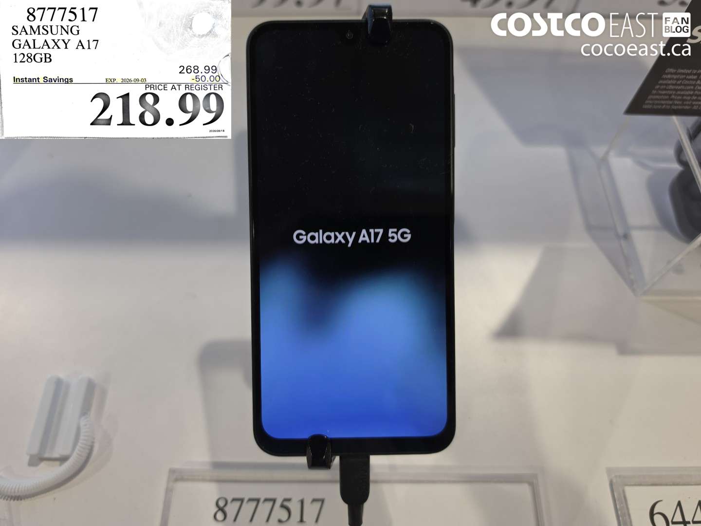 8777517 SAMSUNG GALAXY A17 128GB ($50.00 INSTANT SAVINGS EXPIRES ON 2026-09-03) $218.99