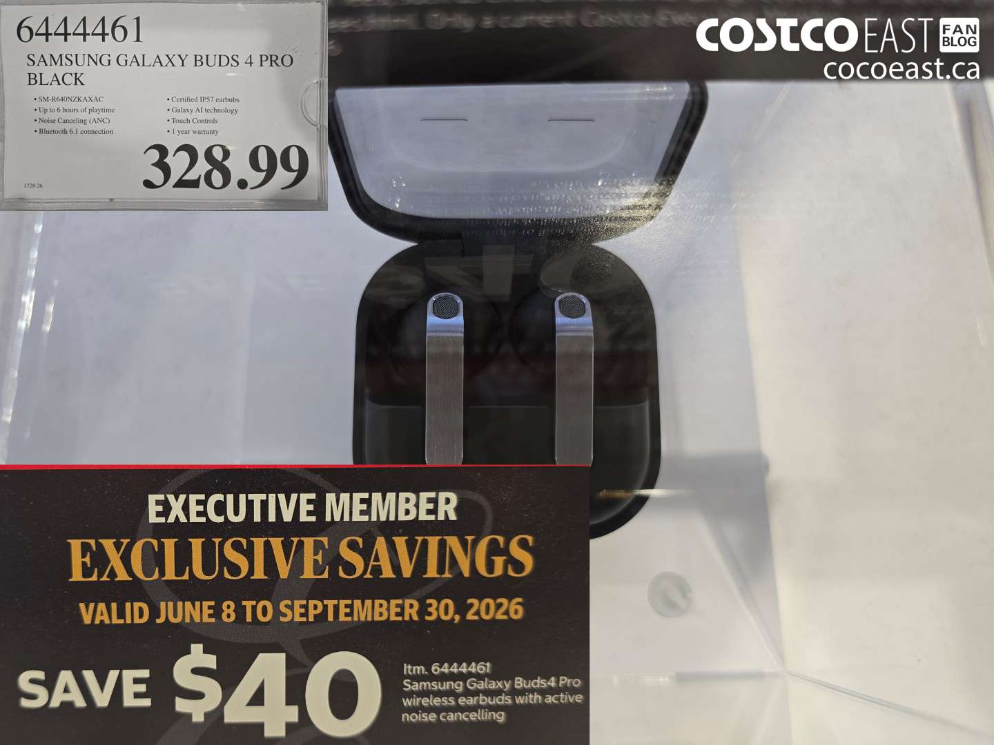 6444461 SAMSUNG GALAXY BUDS 4 PRO BLACK ($40.00 INSTANT SAVINGS EXPIRES ON 2026-09-30) $288.99