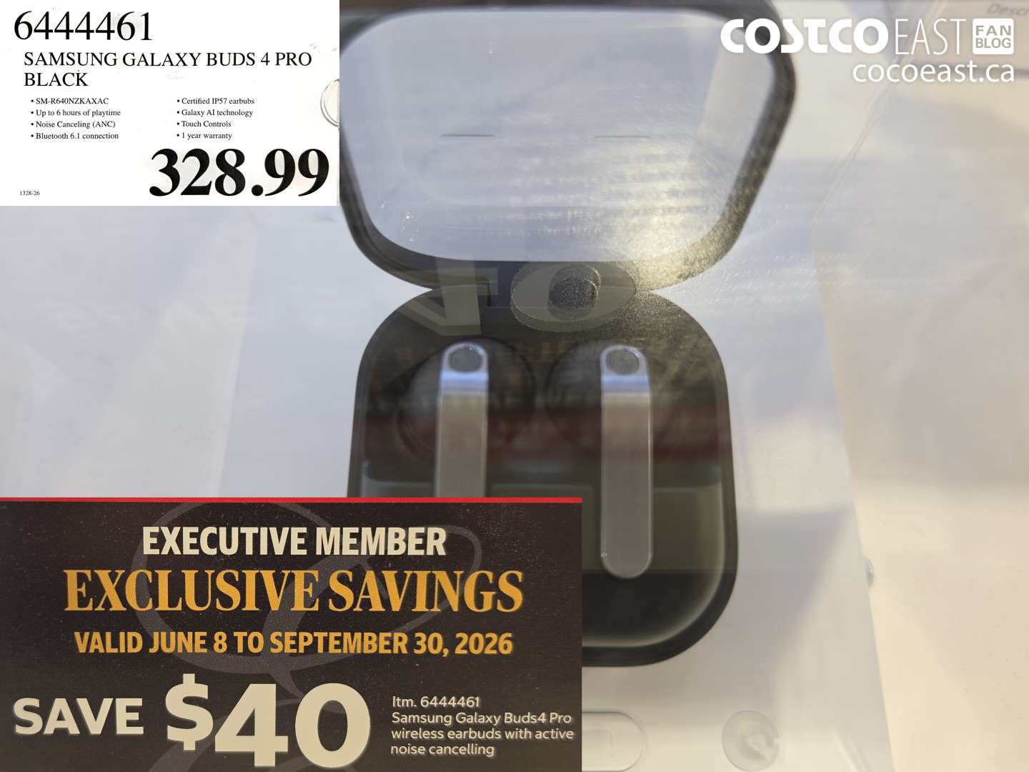 6444461 SAMSUNG GALAXY BUDS 4 PRO BLACK ($40.00 INSTANT SAVINGS EXPIRES ON 2026-09-30) $288.99