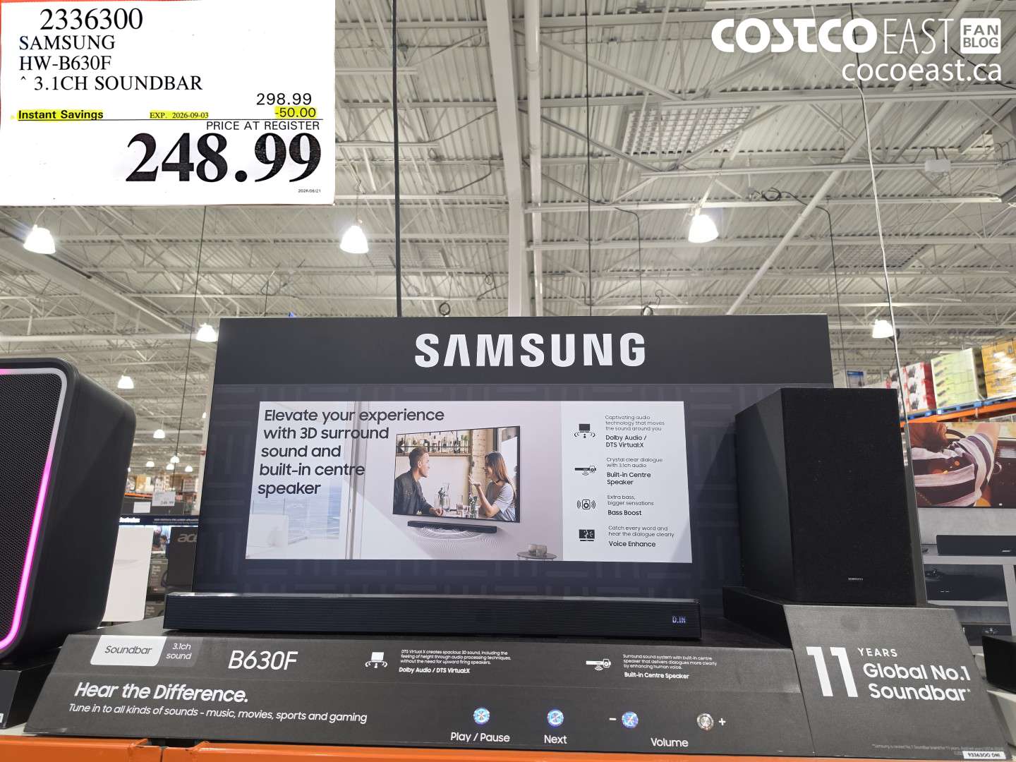 2336300 SAMSUNG HW-B630F 3.1CH SOUNDBAR ($50.00 INSTANT SAVINGS EXPIRES ON 2026-09-03) $248.99