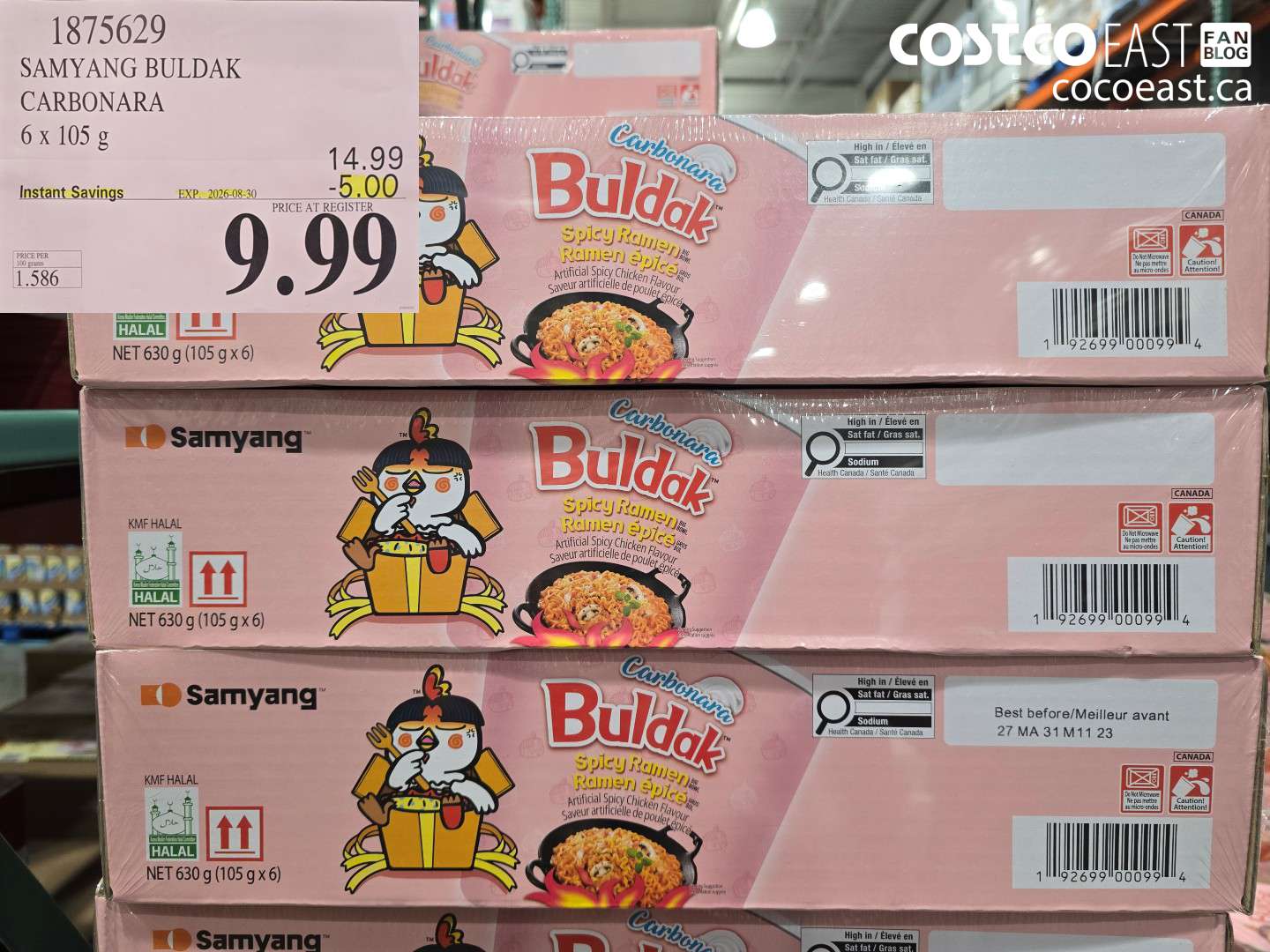 1875629 SAMYANG BULDAK CARBONARA 6 X 105 G ($5.00 INSTANT SAVINGS EXPIRES ON 2026-08-30) $9.99